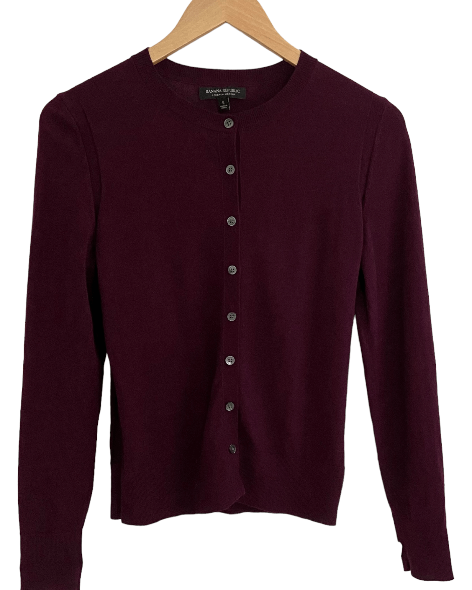 Dark Winter BANANA REPUBLIC malbec  red wool button cardigan sweater