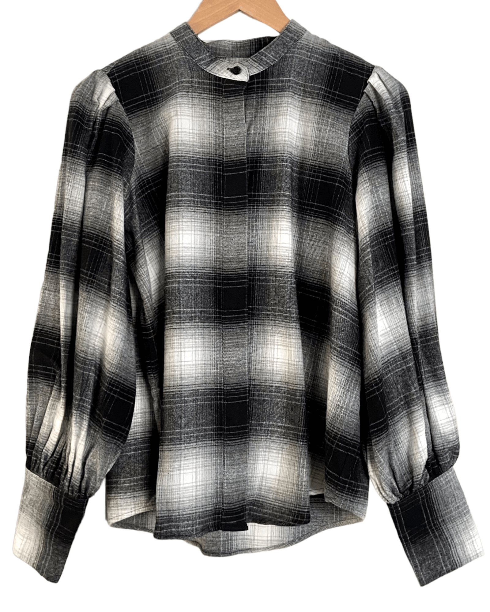 Dark Winter BANANA REPUBLIC volume sleeve button-down plaid shirt 