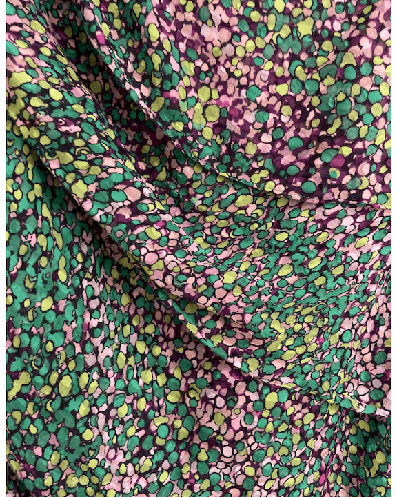 Dark Winter BCBGMAXAZRIA prism print tiered cold shoulder dress