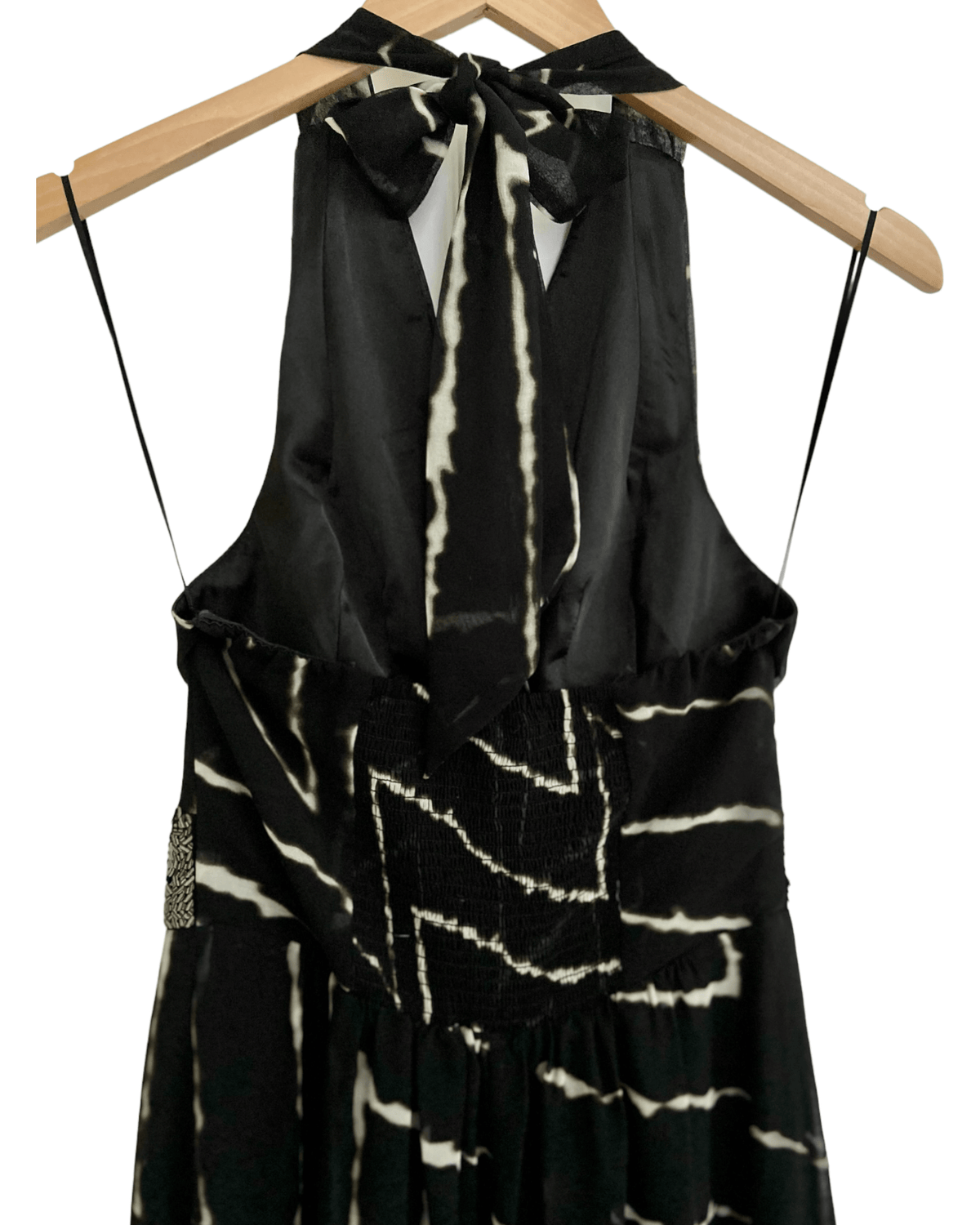 Dark Winter EXPRESS black print halter maxi dress