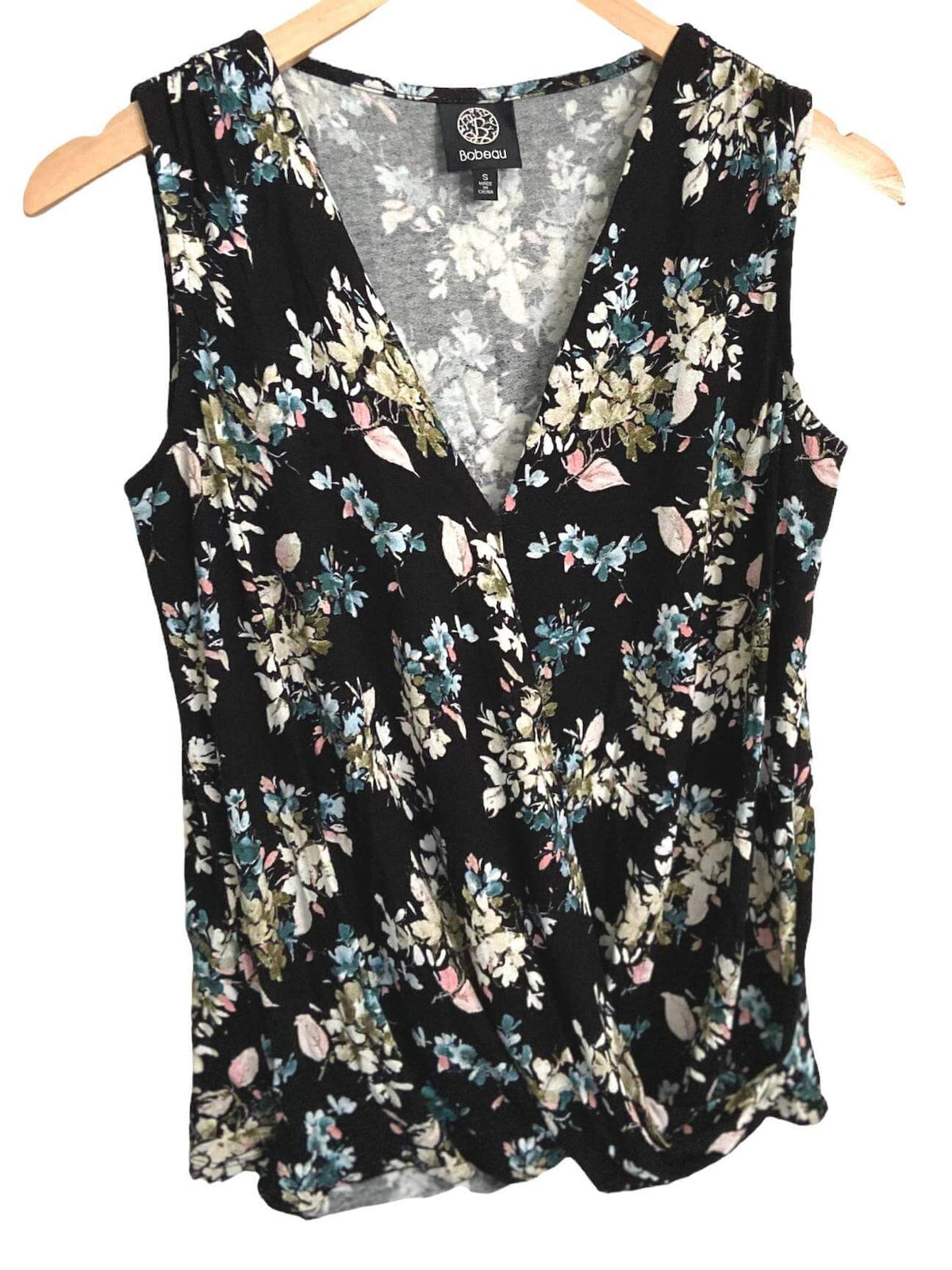 Dark Winter BOBEAU black floral top