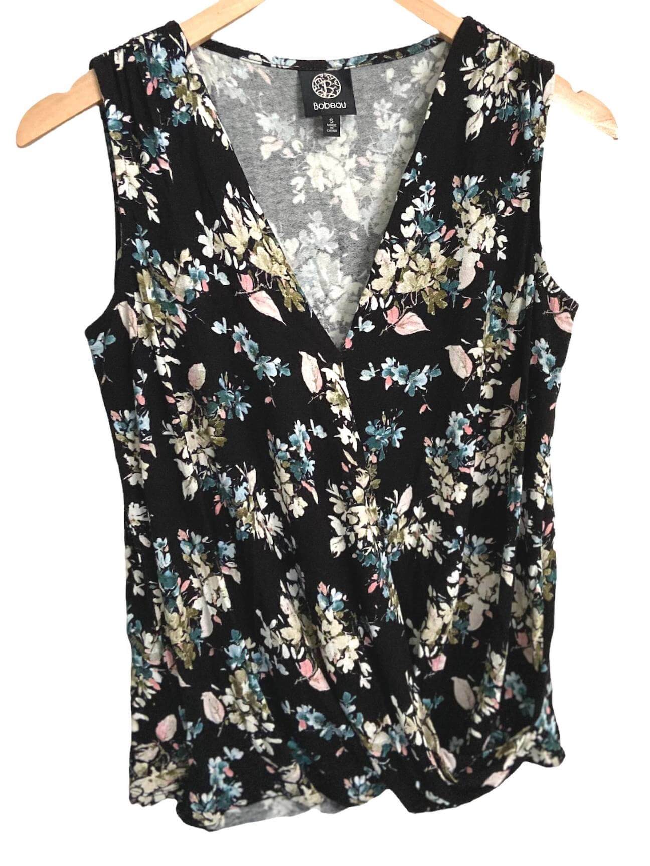 Dark Winter BOBEAU black floral top