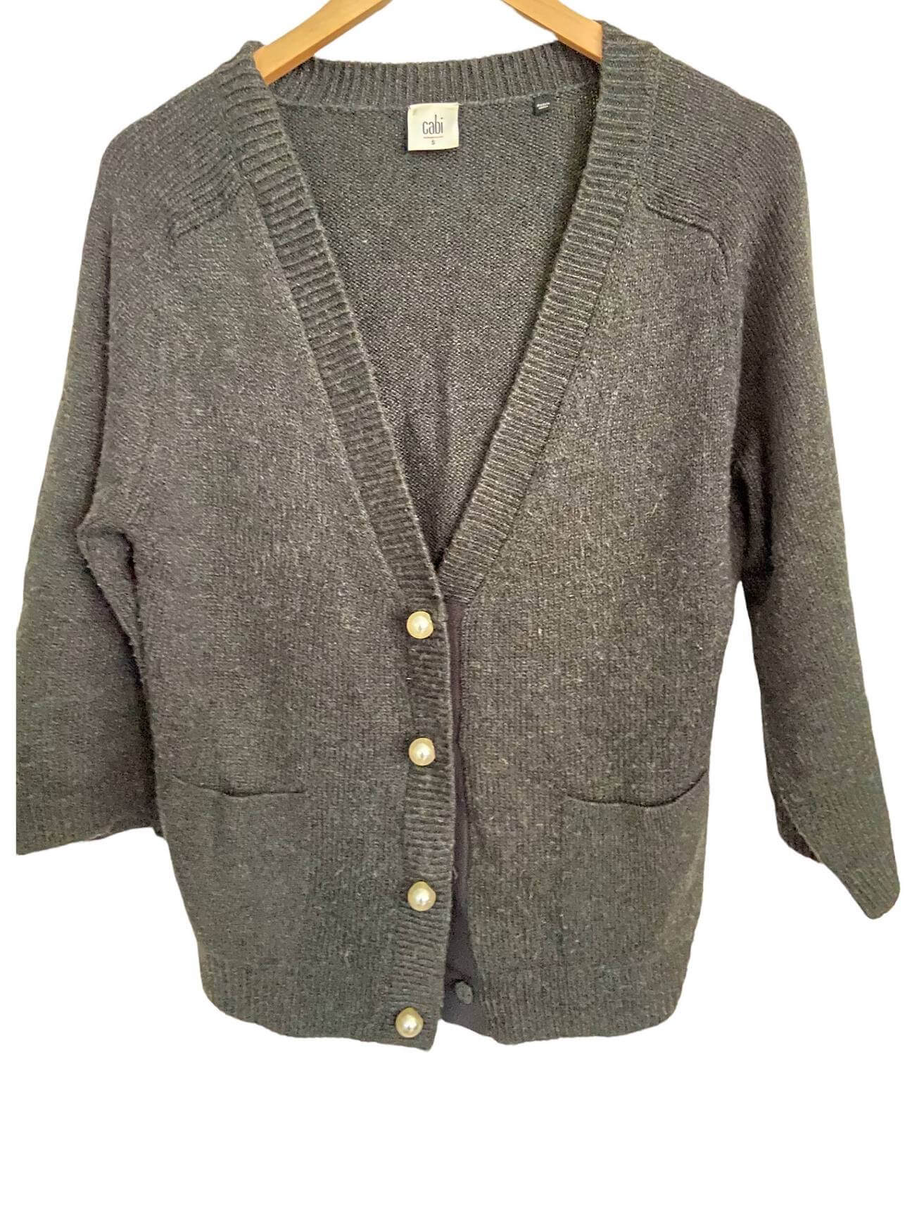 Dark Winter CABI gray cardigan sweater