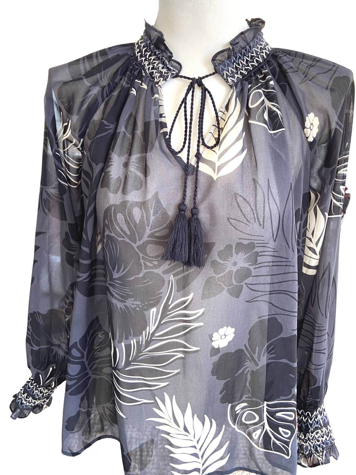 Dark Winter Tropical Print Blouse