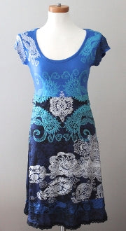 Dark Winter DESIGUAL blue floral print dress