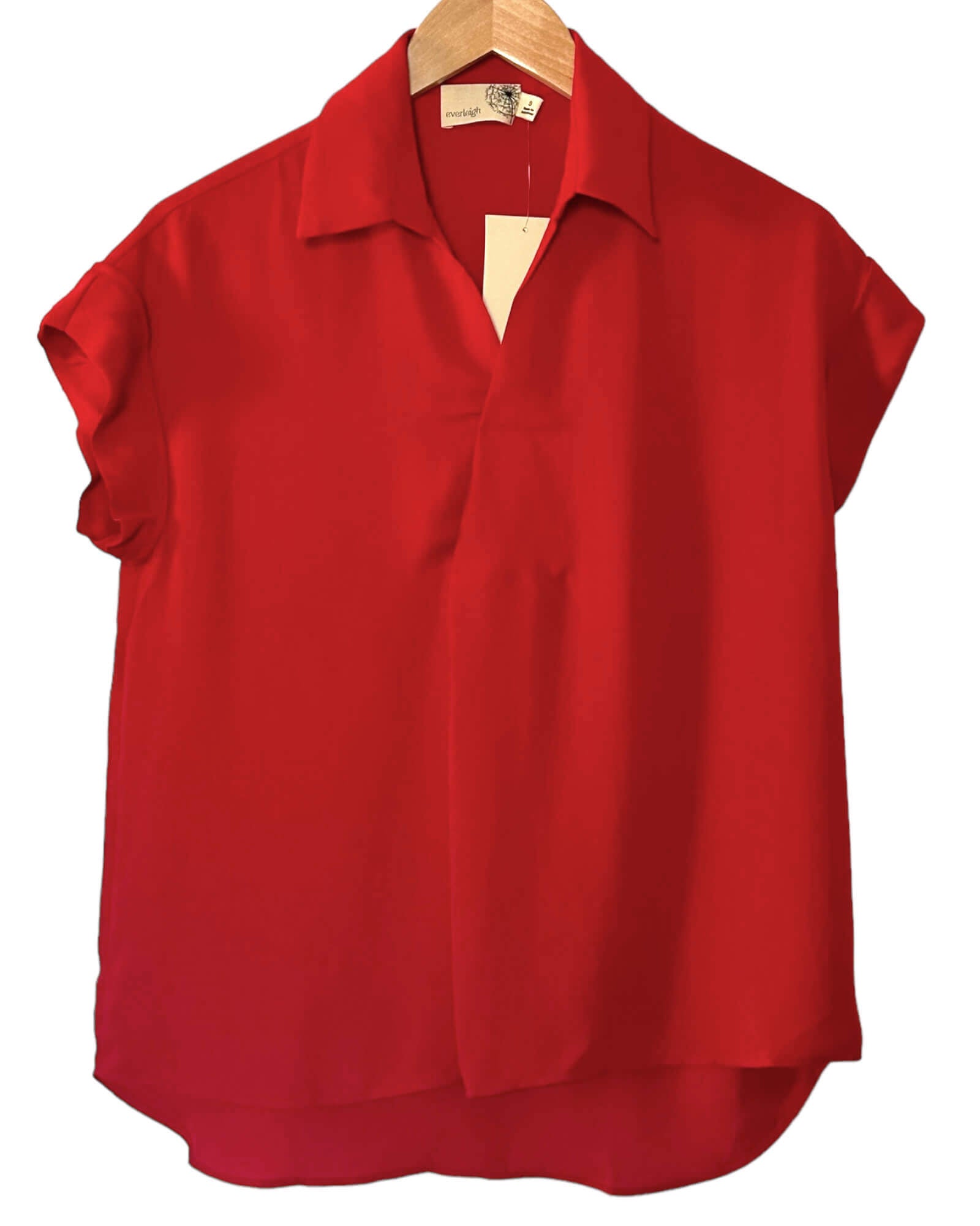Dark Winter EVERLEIGH red current split-neck blouse