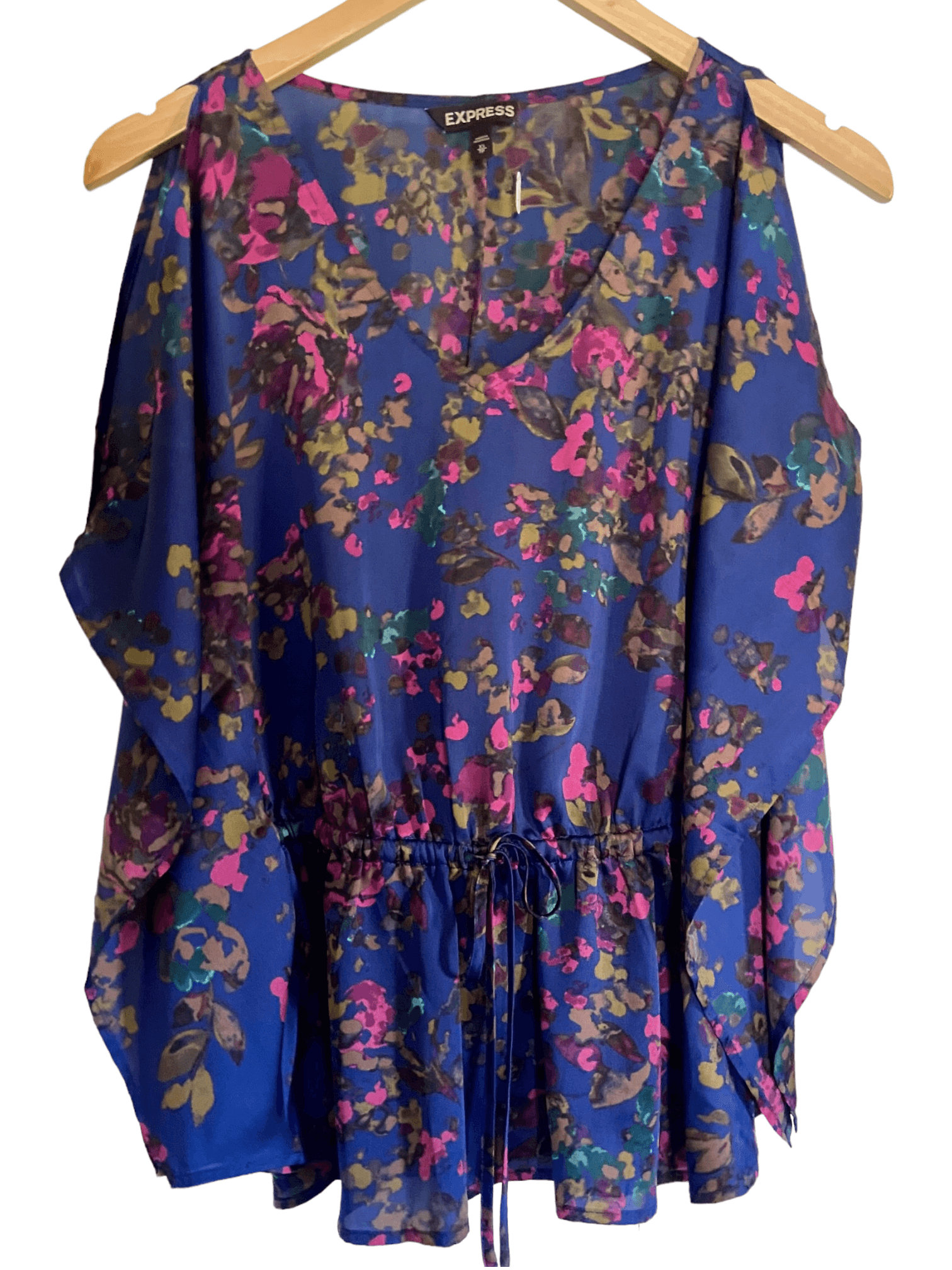 Dark Winter EXPRESS cold shoulder floral top