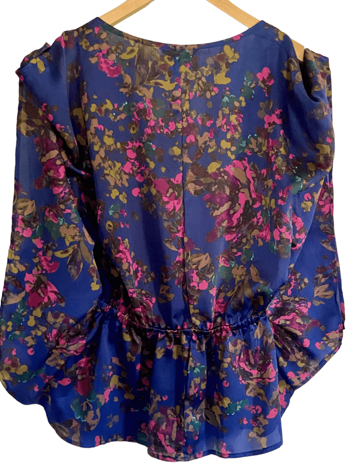 Dark Winter EXPRESS floral cold shoulder blouse