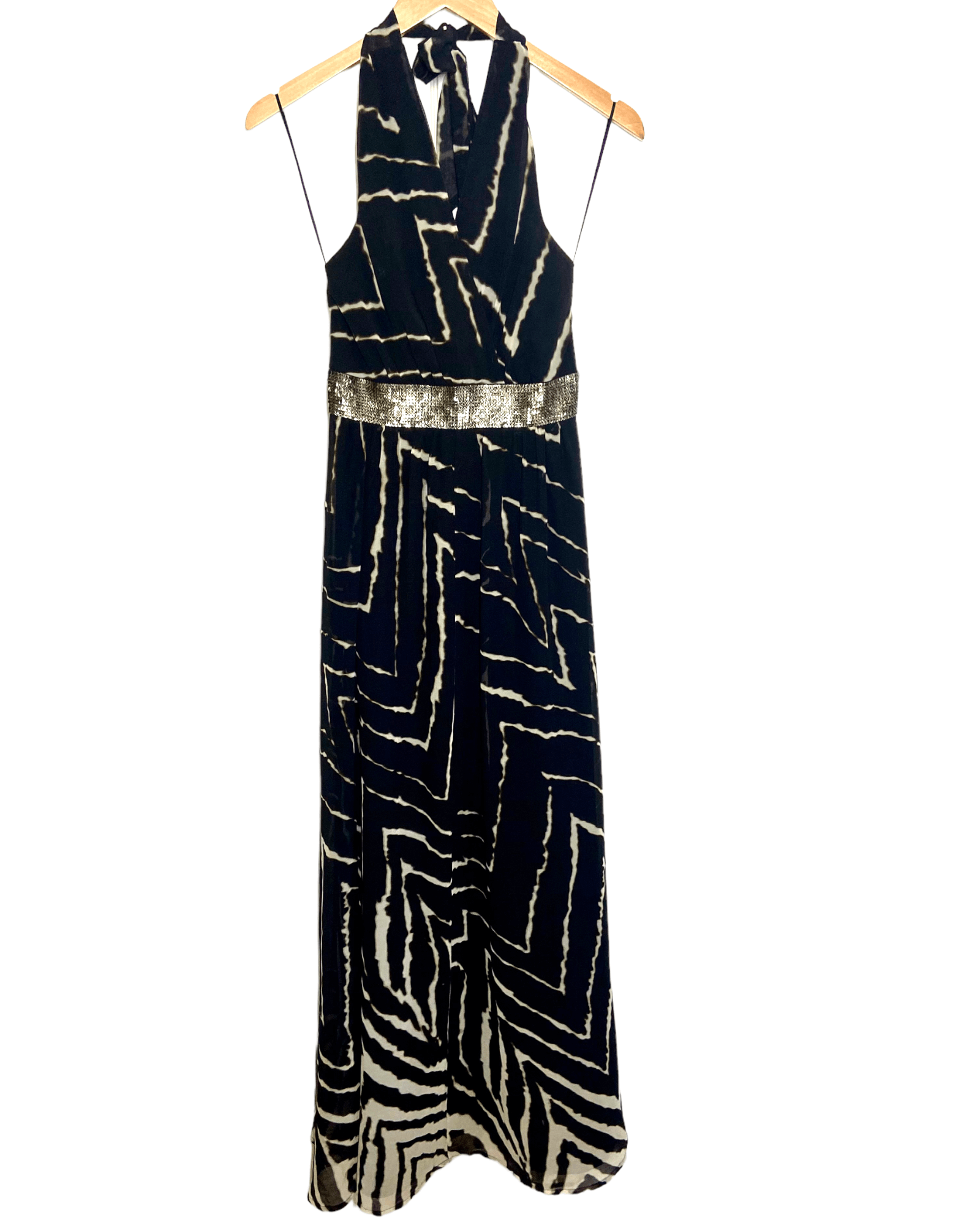 Dark Winter EXPRESS halter maxi dress sequin print