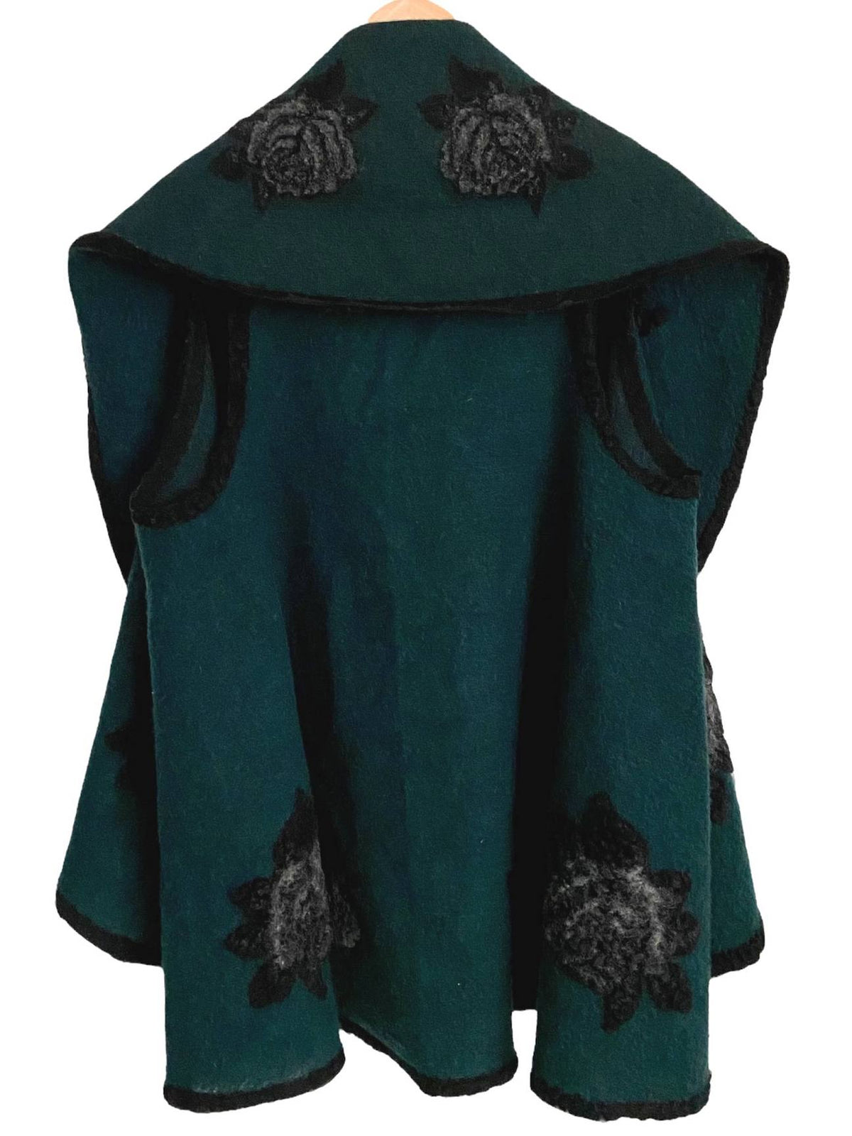 dark winter green wool gray rose cape