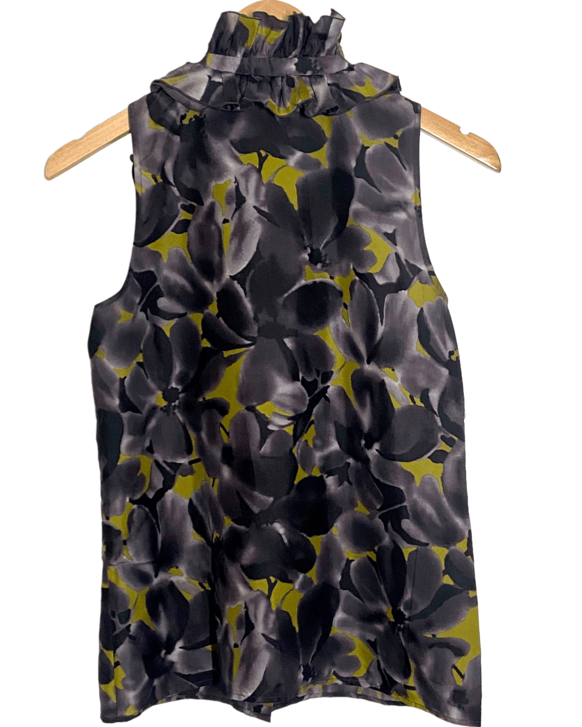 Dark Winter J.CREW floral print sleeveless ruffle silk top