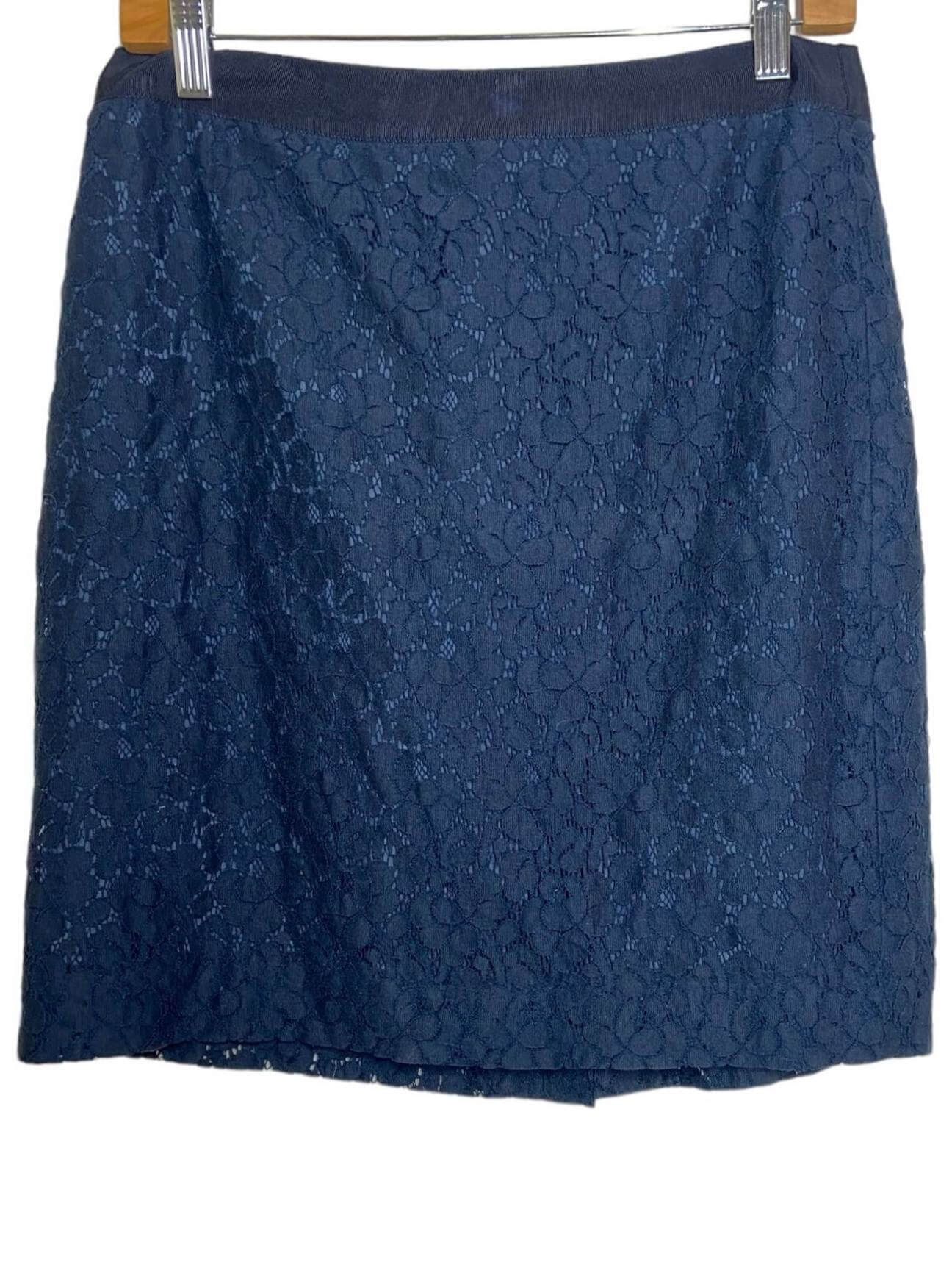 Dark Winter J.CREW navy lace pencil skirt