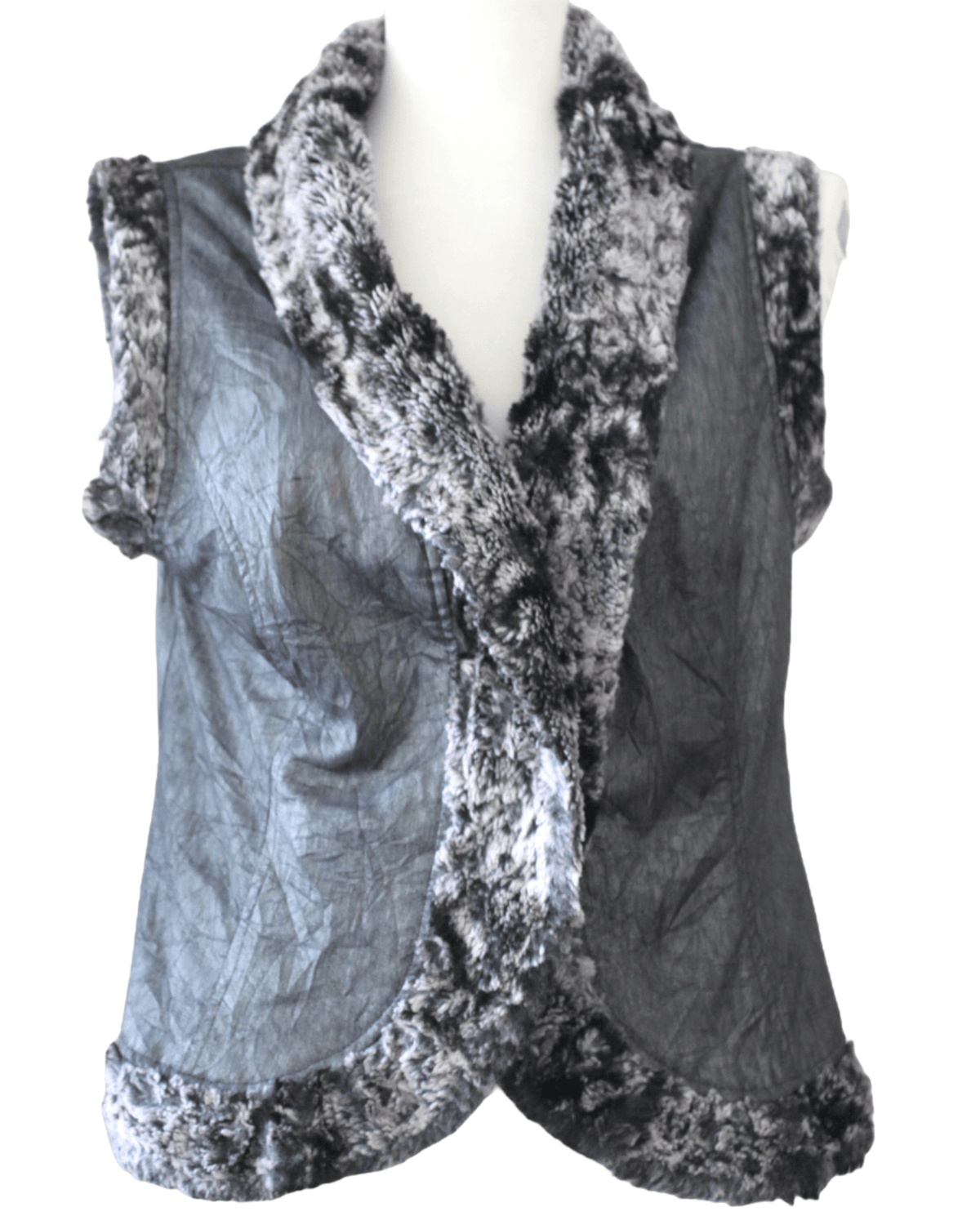 Dark Winter JOSEPH RIBCOFF faux fur gray metallic vest