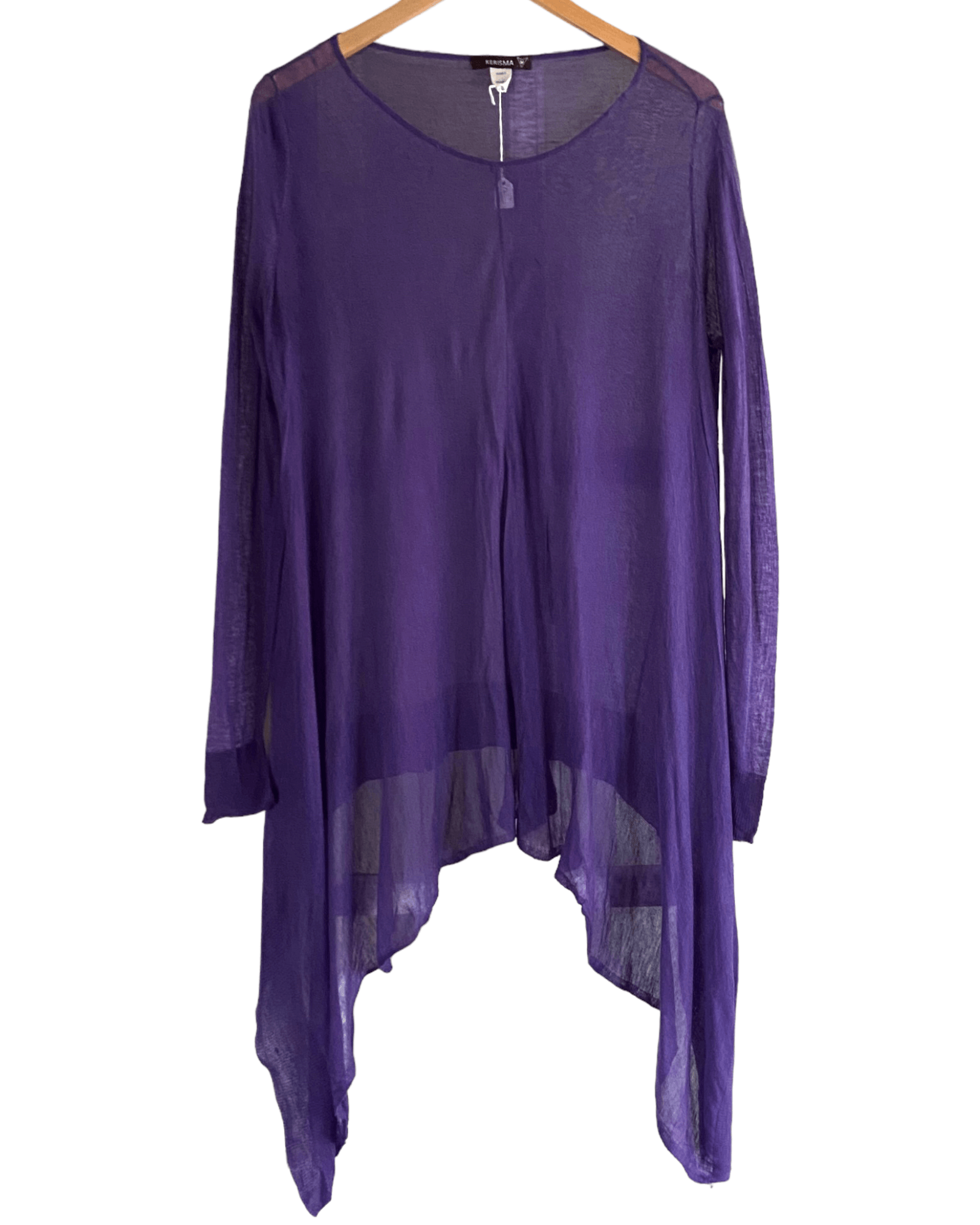 Dark Winter KERISMA sheer amethyst purple asymmetric hem sweater