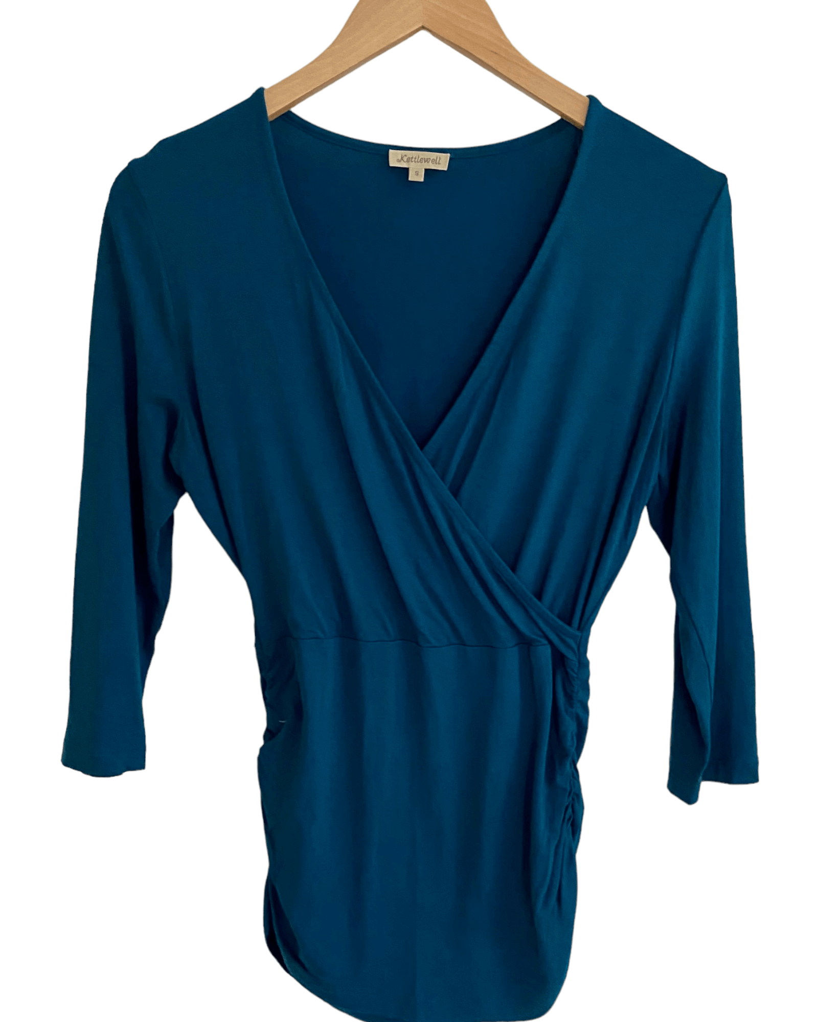 Dark Winter KETTLEWELL blue spruce faux wrap top