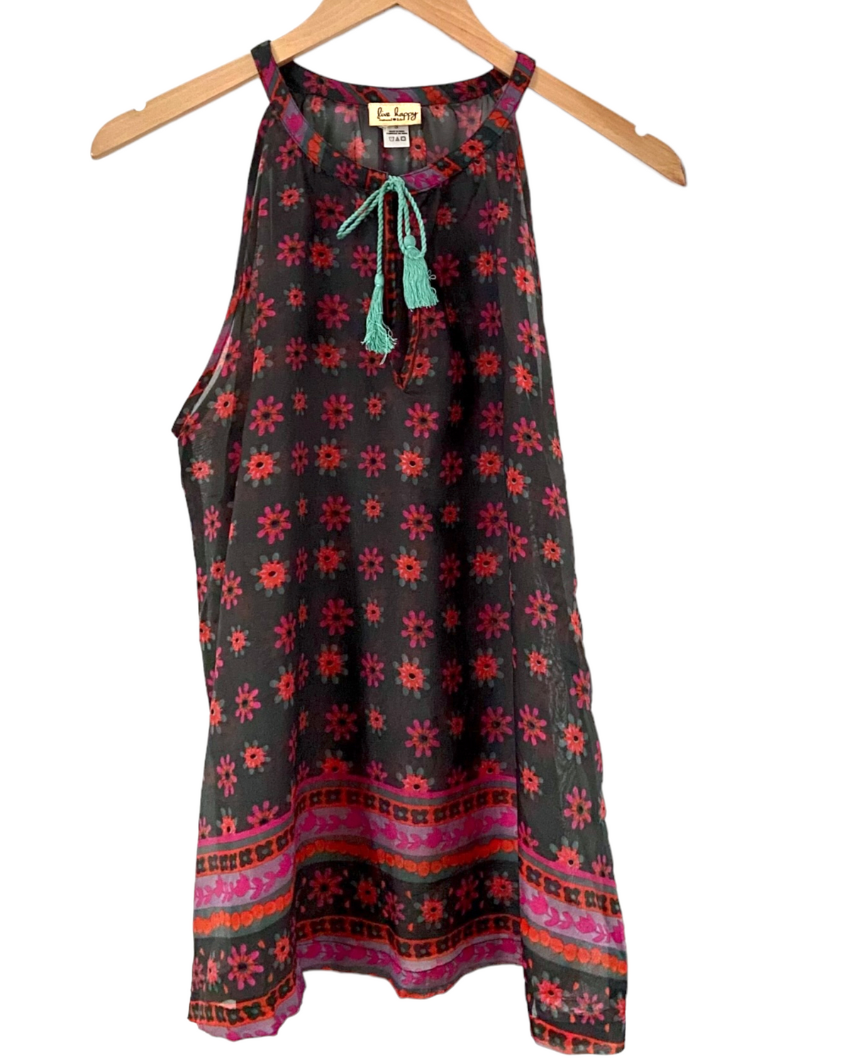 Dark Winter LIVE HAPPY ny NATURAL LIFE floral print sleeveless top