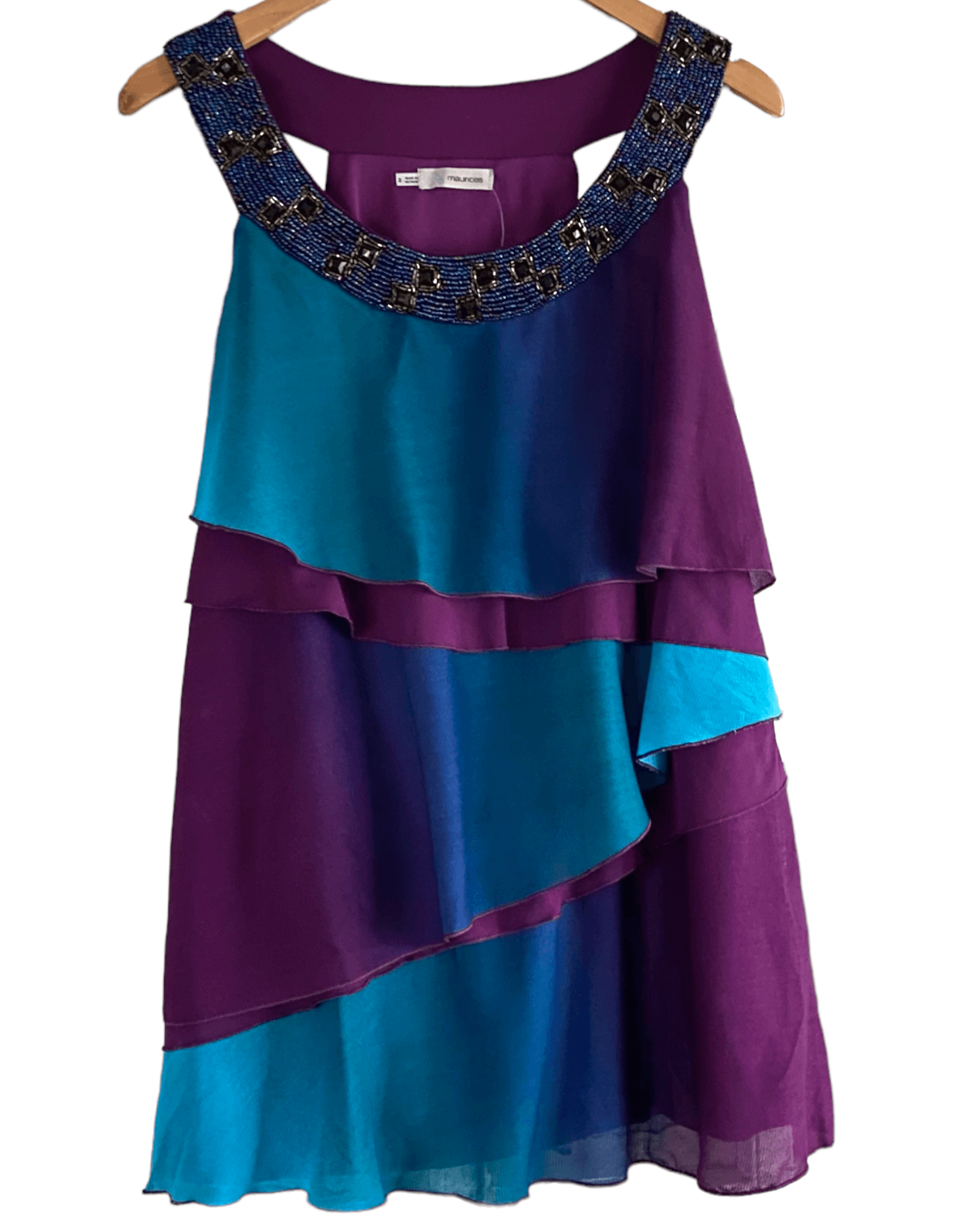 Dark Winter MAURICE'S tiered ruffle beaded blouse top