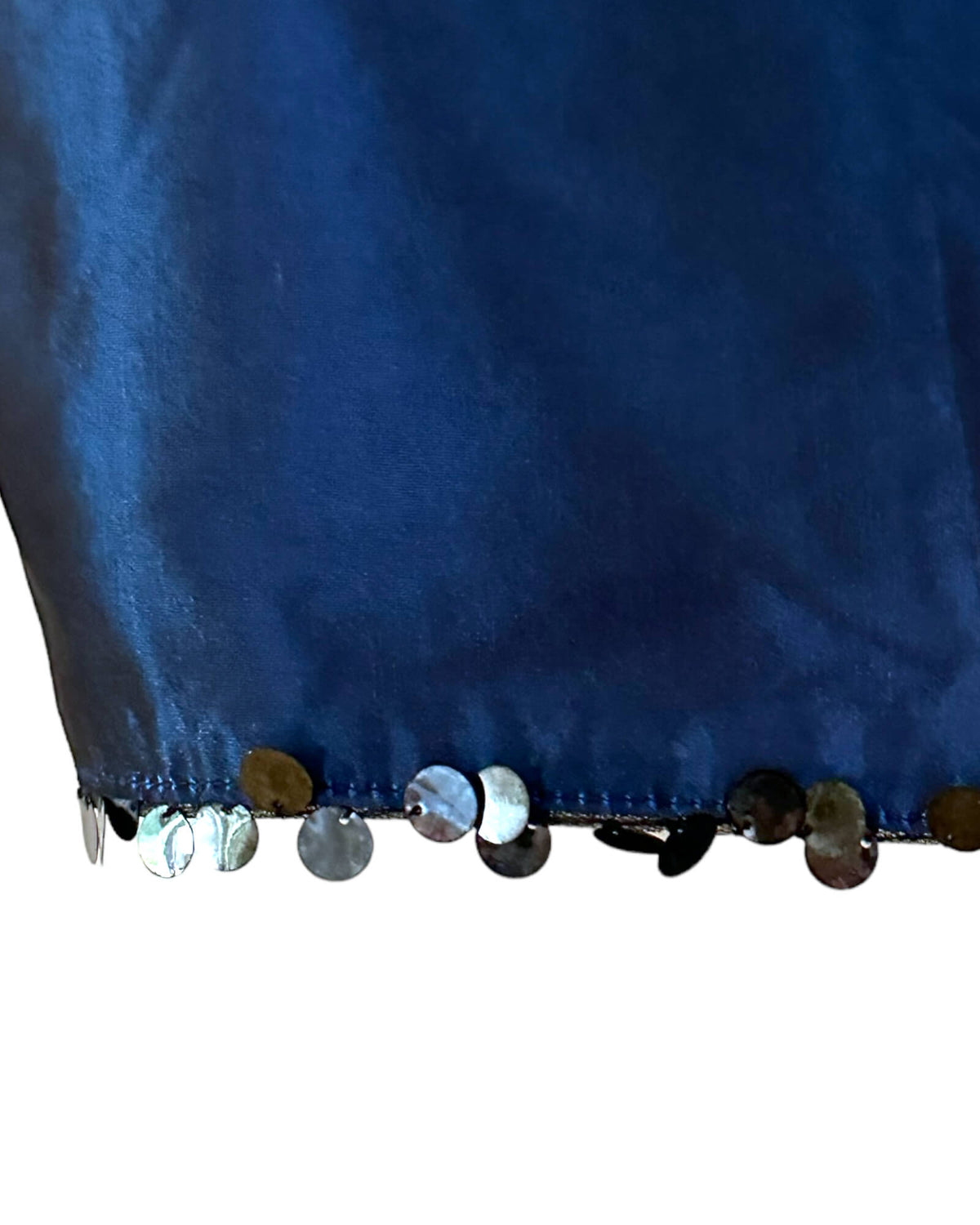 Dark Winter NANETTE LEPORE sequin trim blue silk top