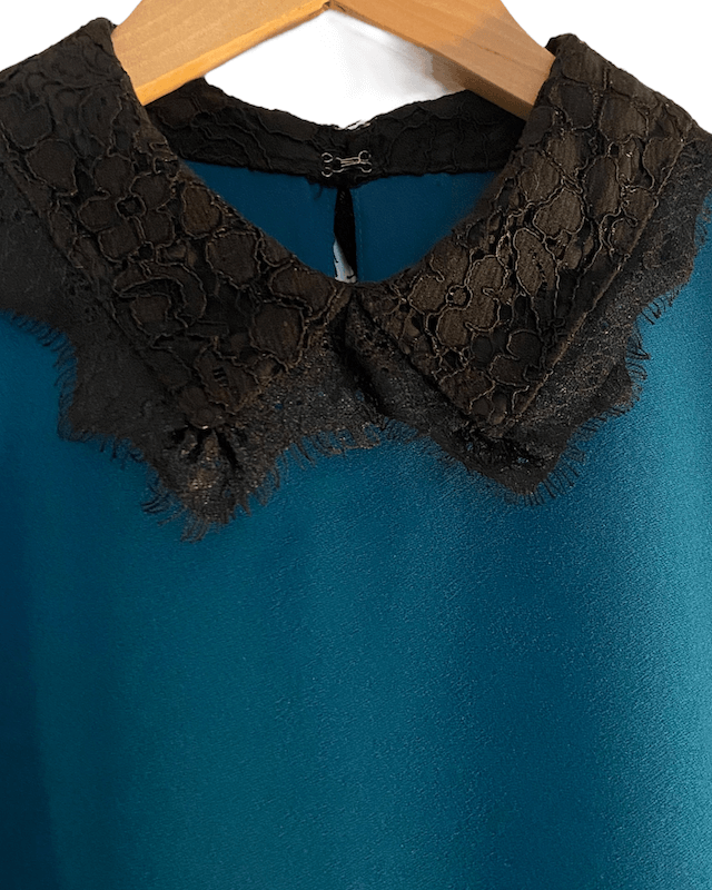 Dark Winter NANETTE LEPORE  celtic green retro sleeveless dress lace collar dress