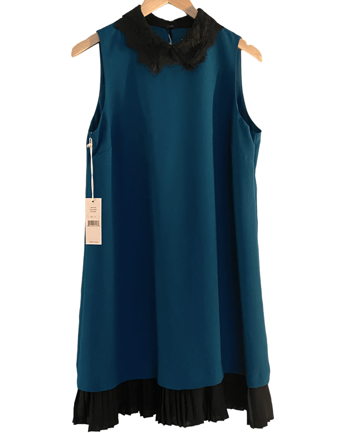 Dark Winter NANETTE LEPORE celtic green sleeveless lace collar dress