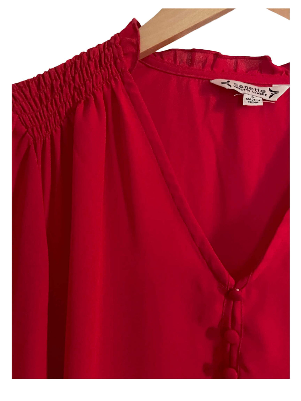 Dark Winter Nanette lepore crimson ruby smocked top