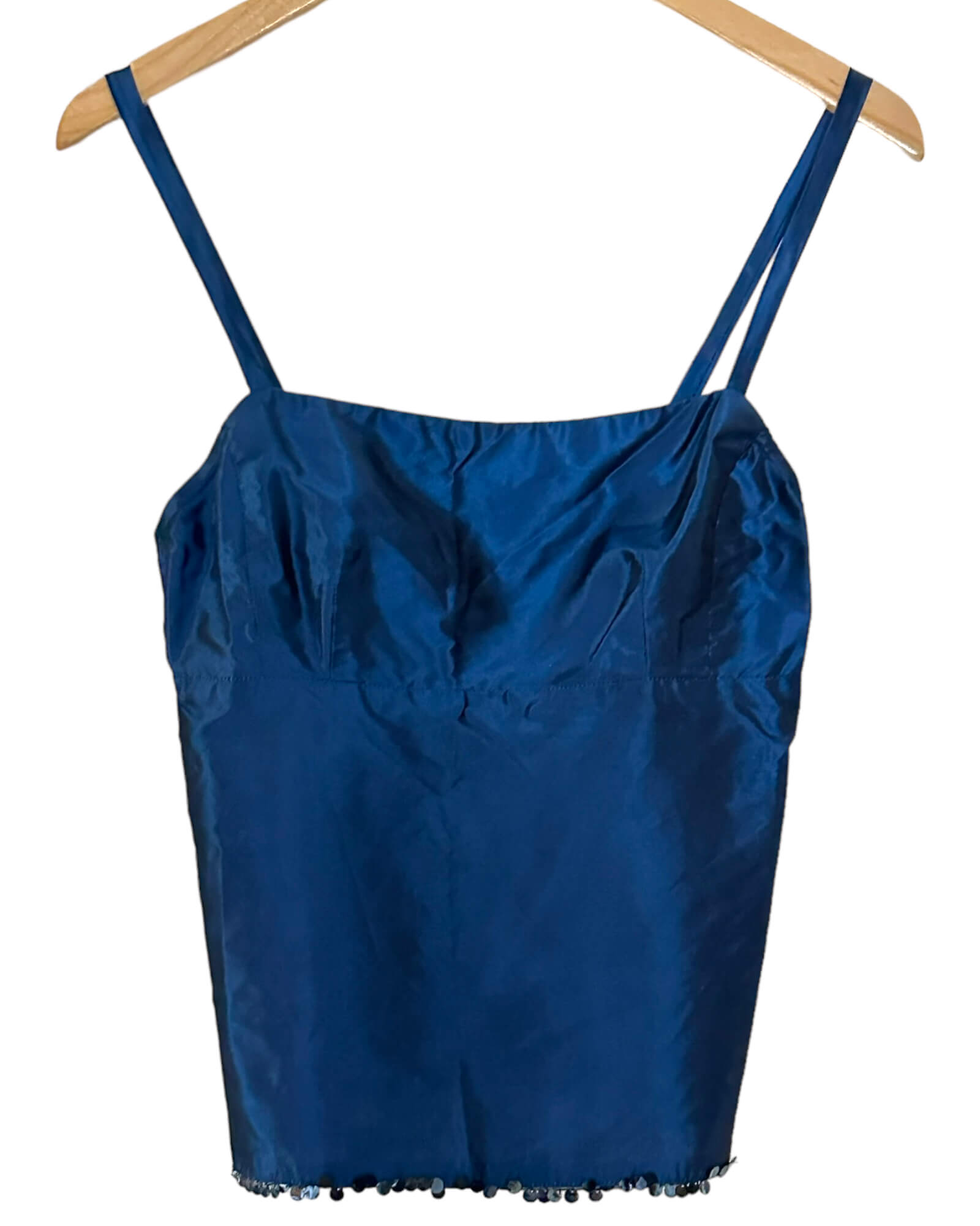 Dark Winter NANETTE LEPORE midnight blue sequin backless silk top