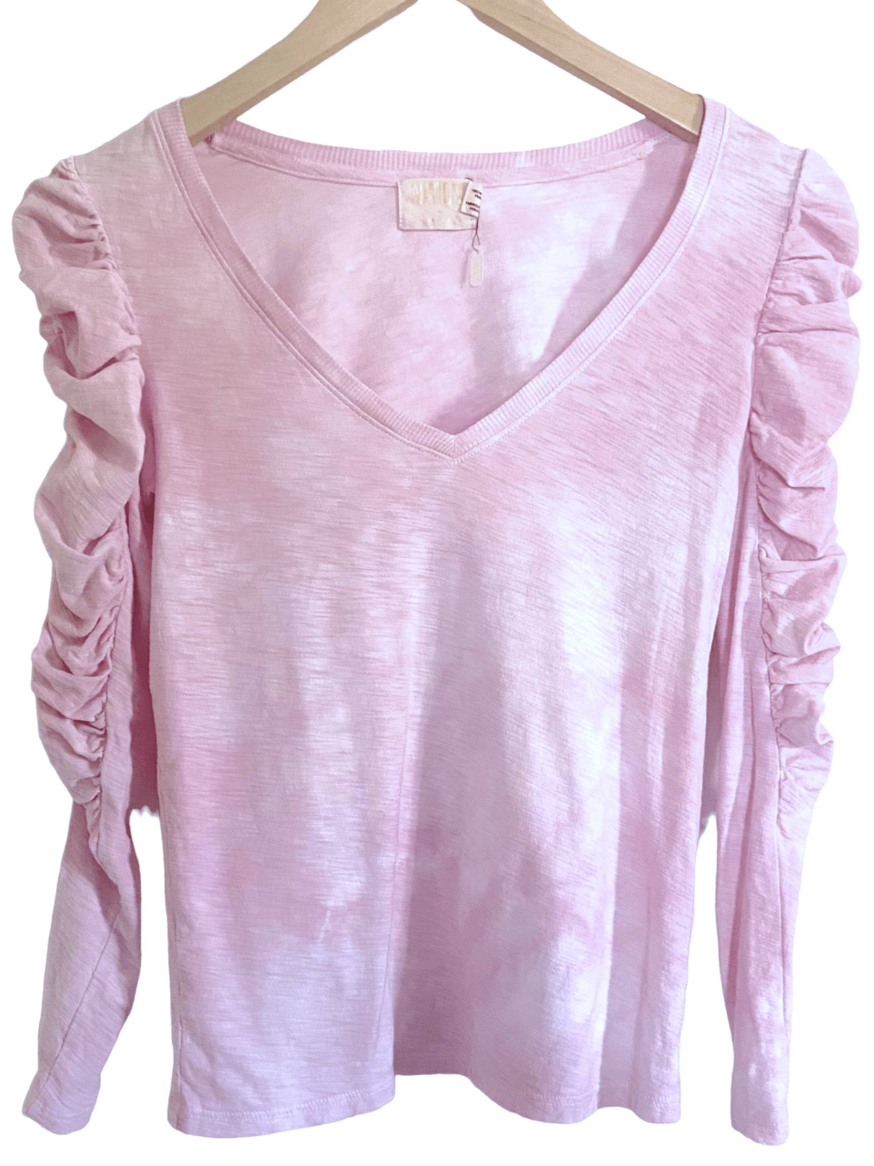 Dark Winter NATION LTD pink ice juliet sleeve jersey knit top