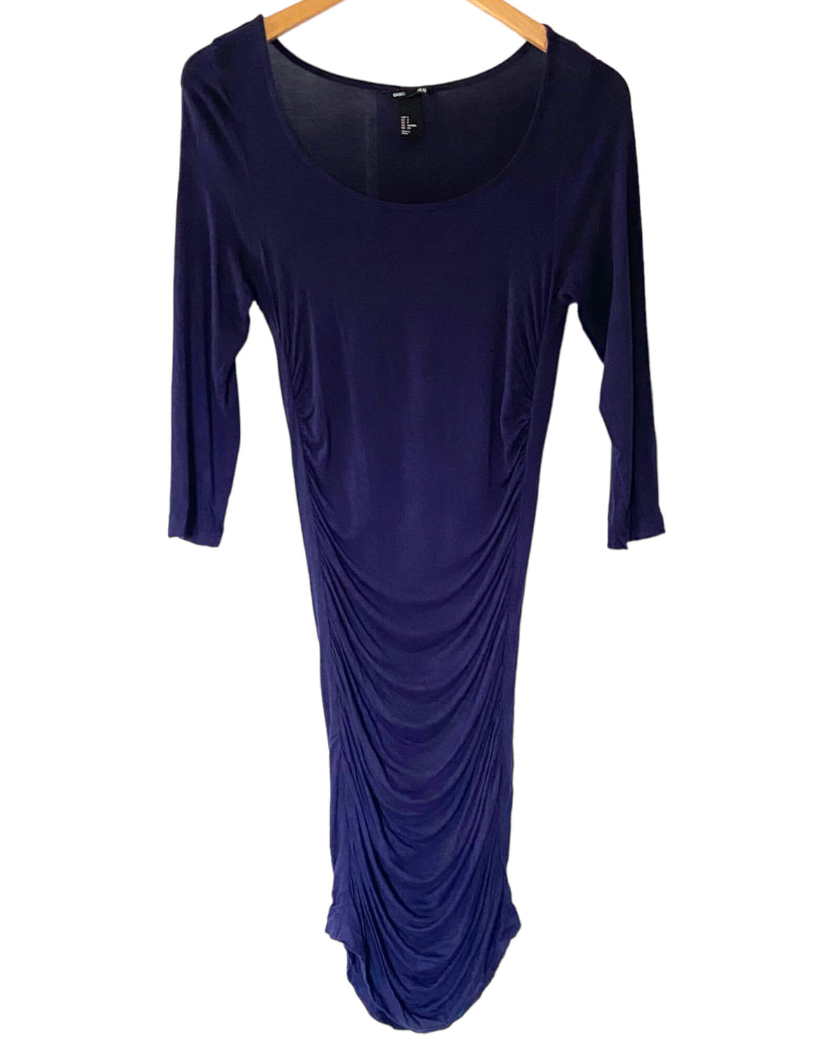 Dark Winter H&amp;M navy ruched jersey knit dress