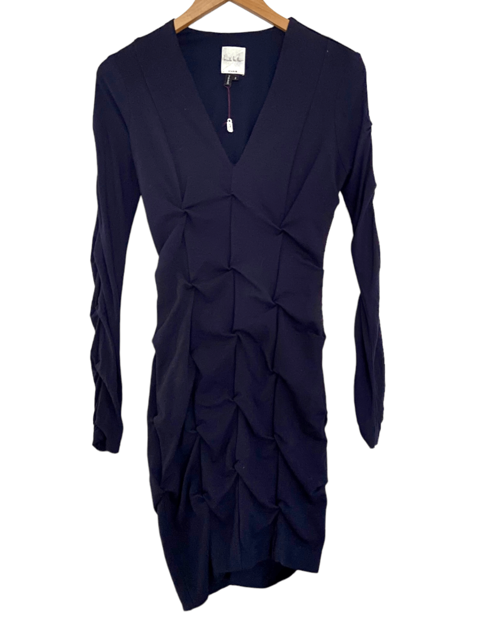 Dark Winter NICOLE MILLER navy blue twist bodycon dress