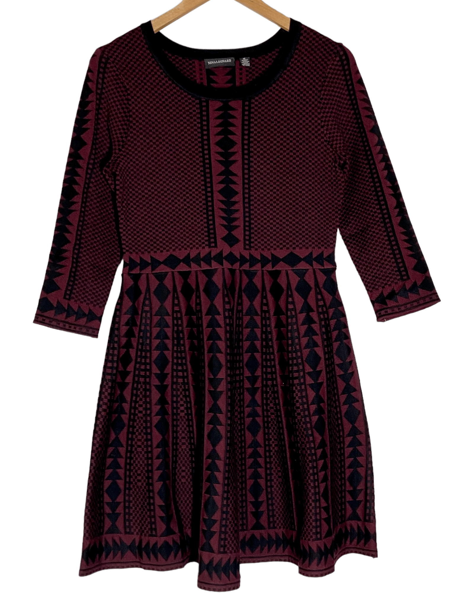 Dark Winter NINA LEONARD geometric print sweater dress
