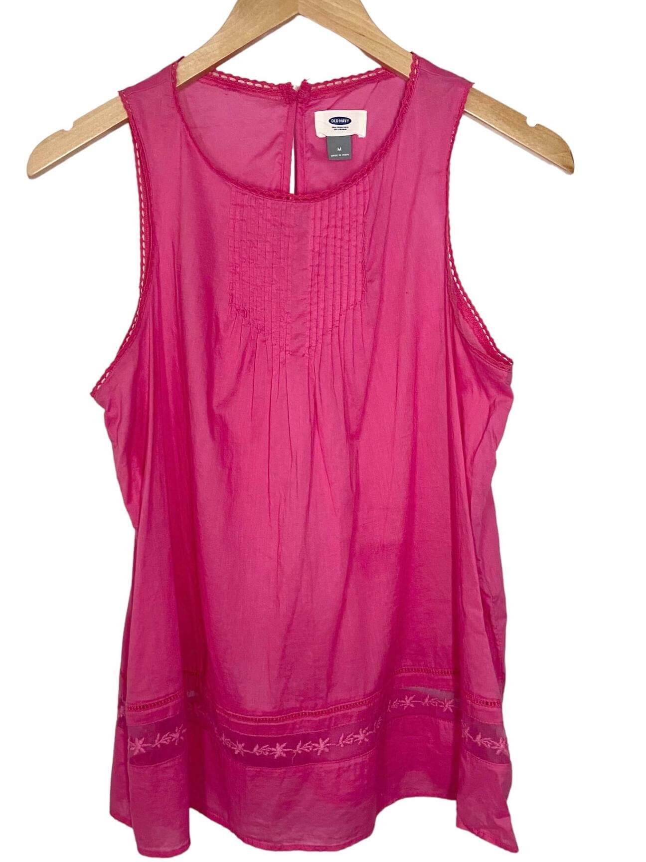 Dark Winter OLD NAVY pink pin-tuck pleated sleeveless top