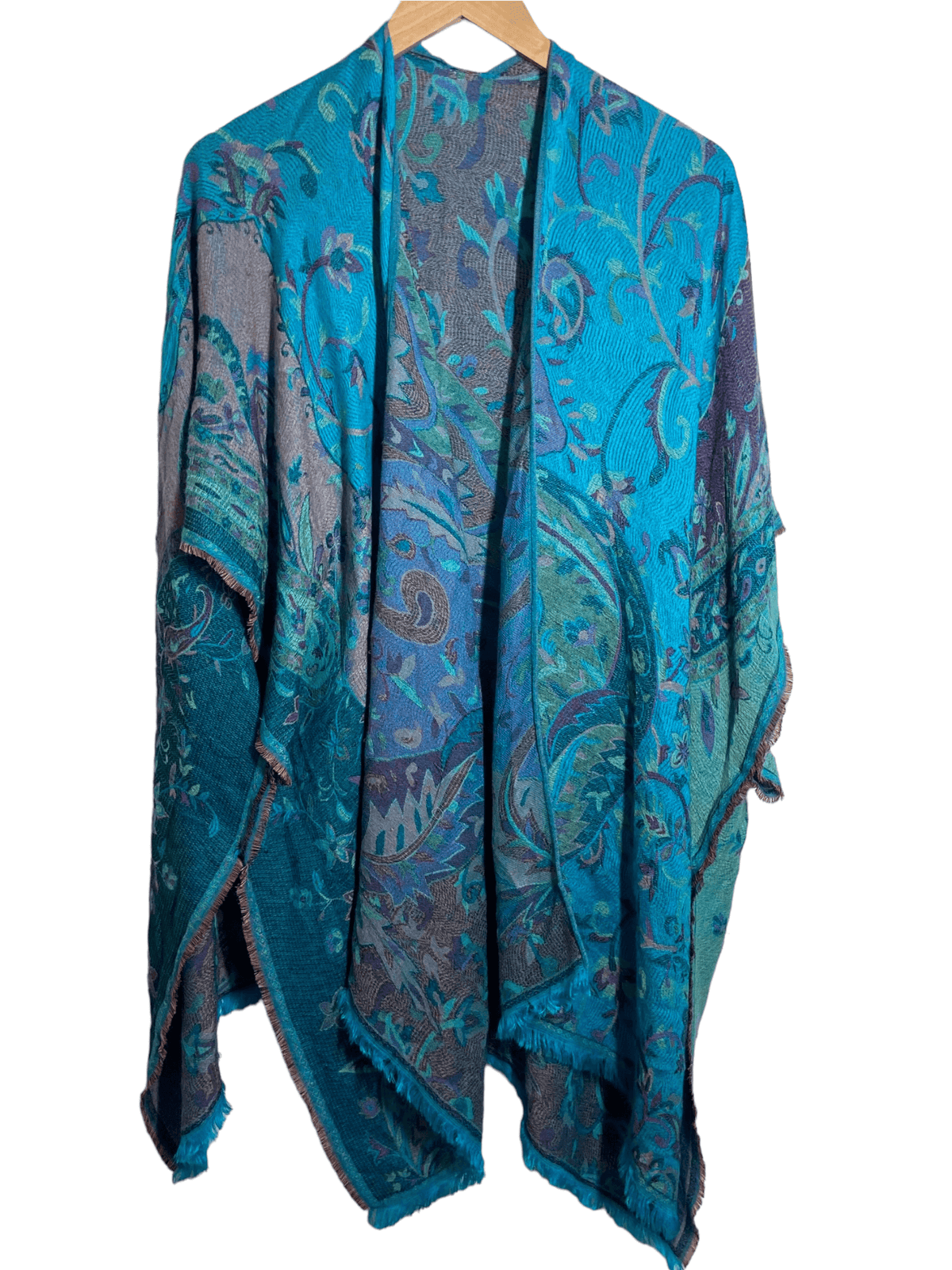 Dark Winter paisley print silk pashmina drape