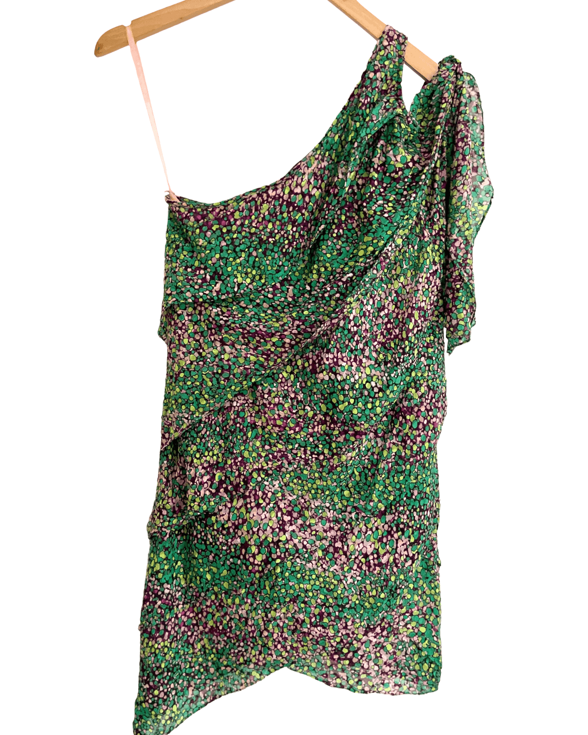 Dark Winter prism print bcbgmaxazria tiered one shoulder dress