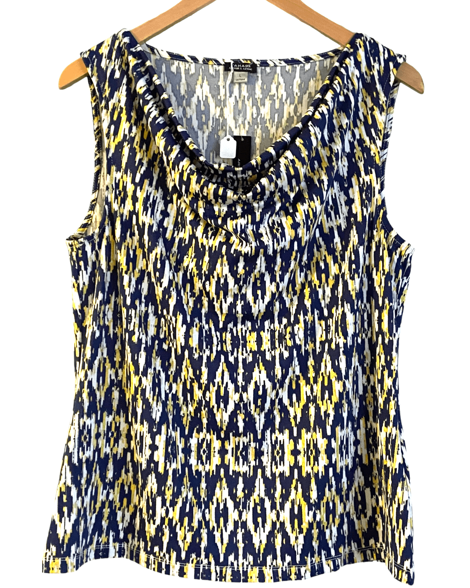 Dark Winter TAHARI ikat print sleeveless blouse