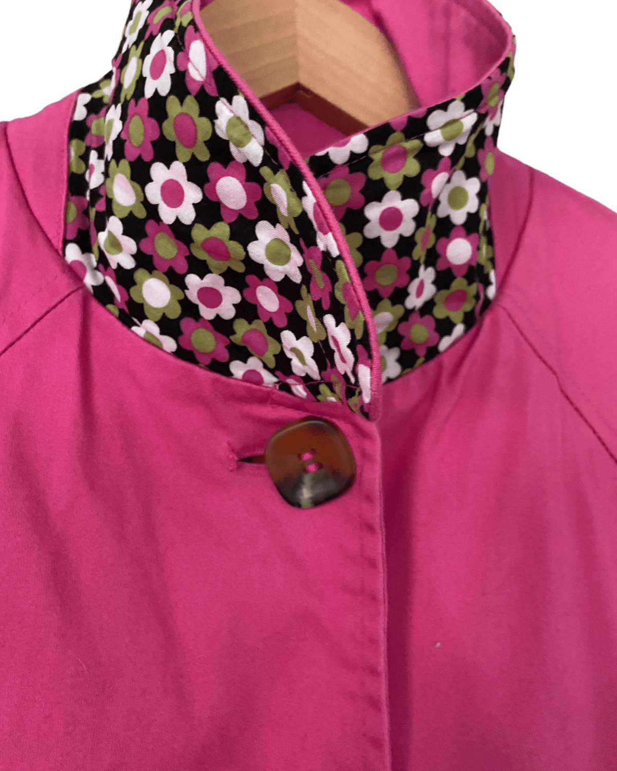 Dark Winter TALBOTS pink twill jacket flower print