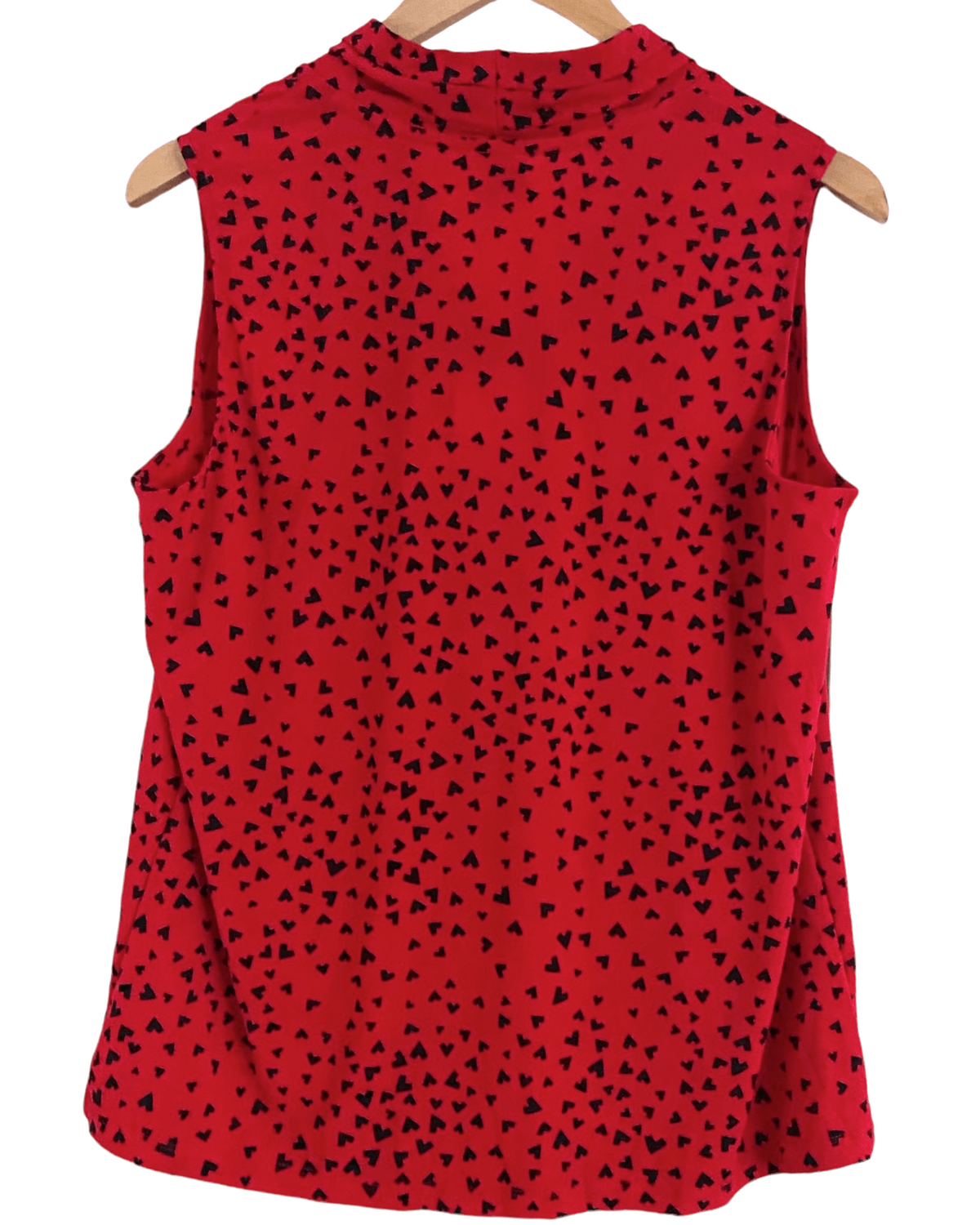  Dark Winter ANNE KLEIN triple pleat heart print sleeveless v-neck blouse 