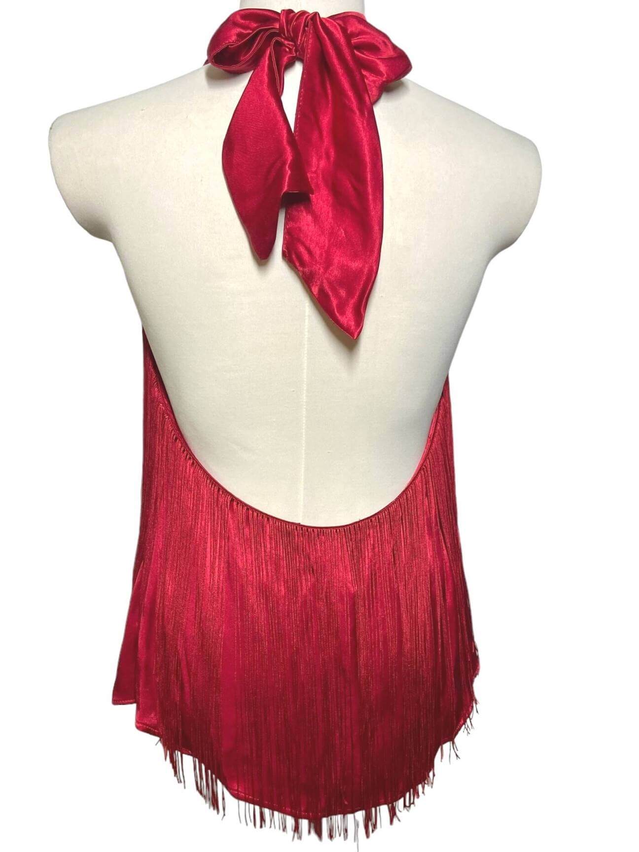 Dark Winter ZARA fiery red tassel halter top