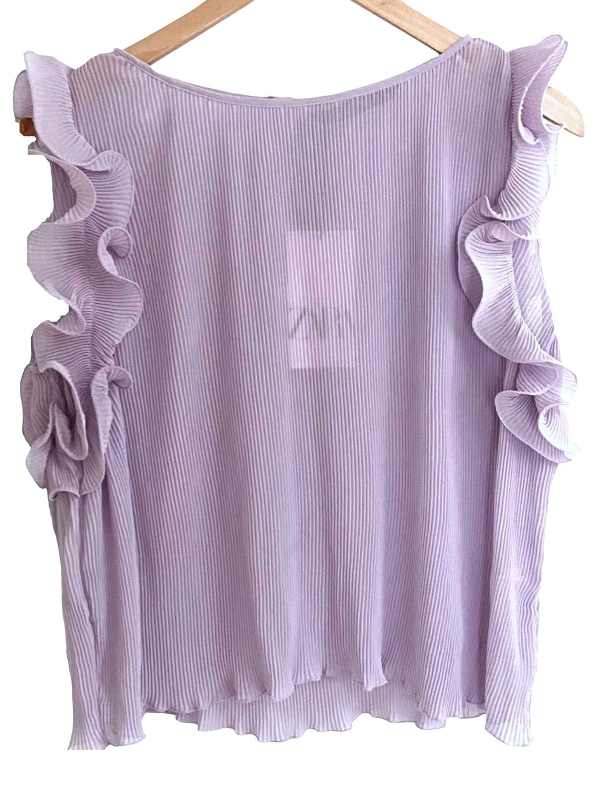 Dark Winter ZARA violet ice pleated ruffle blouse
