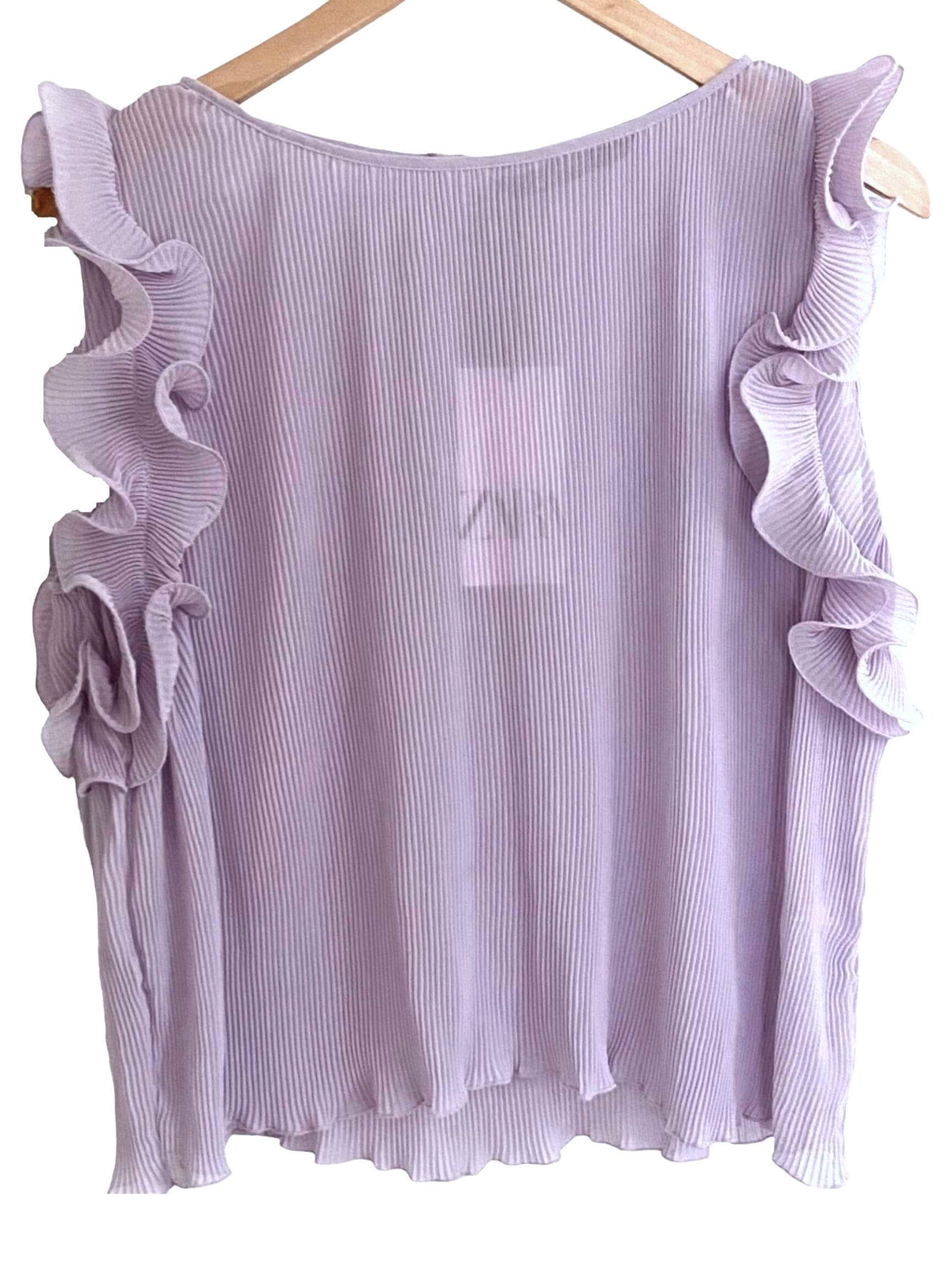 Dark Winter ZARA violet ice pleated ruffle blouse