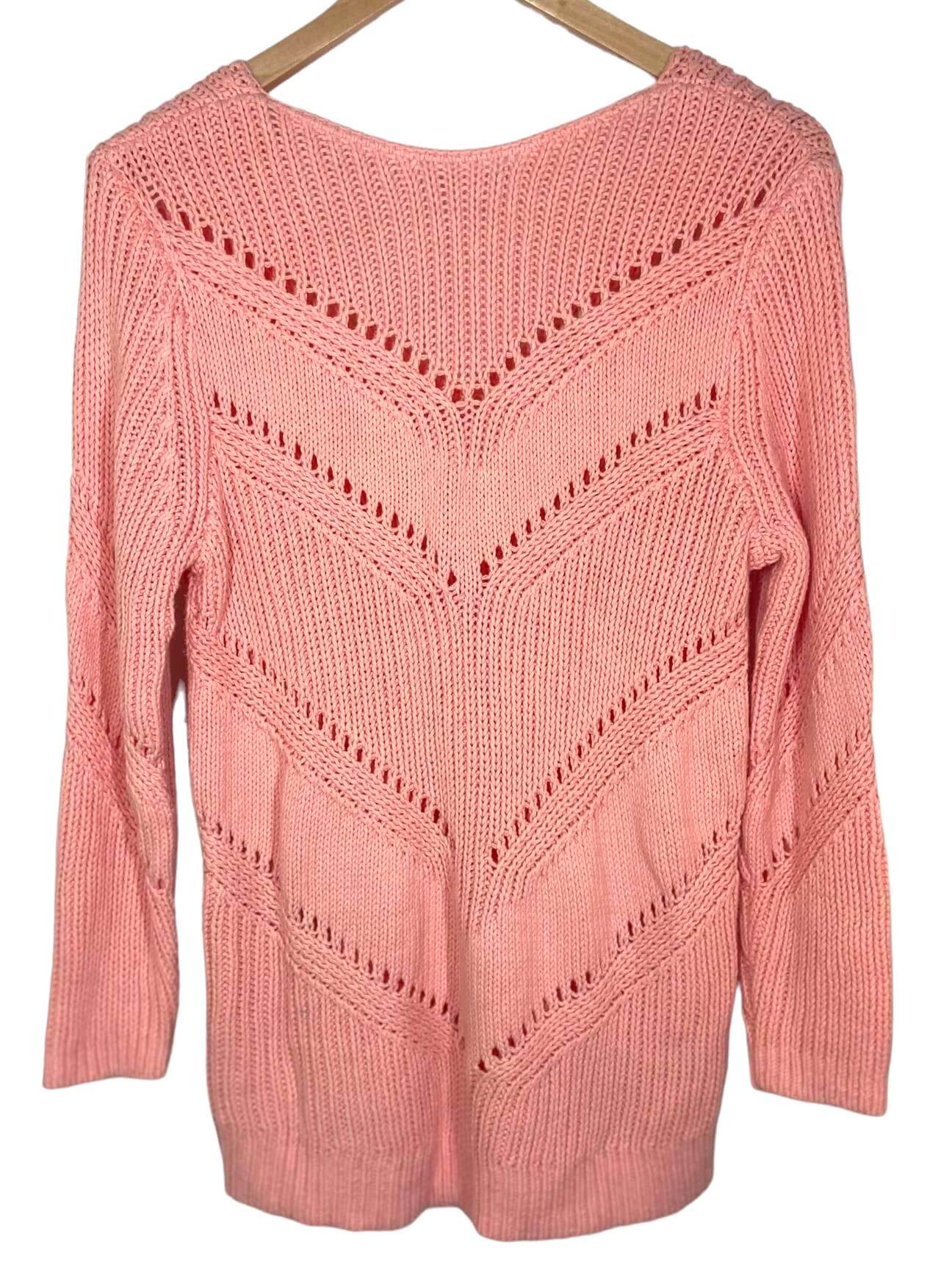 Light Spring ANN TAYLOR LOFT blush pink scoop back sweater
