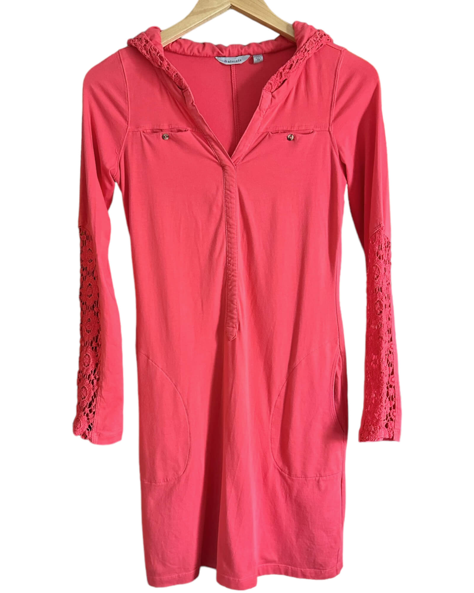 Light Spring ATHLETA carried away crochet hooded dress