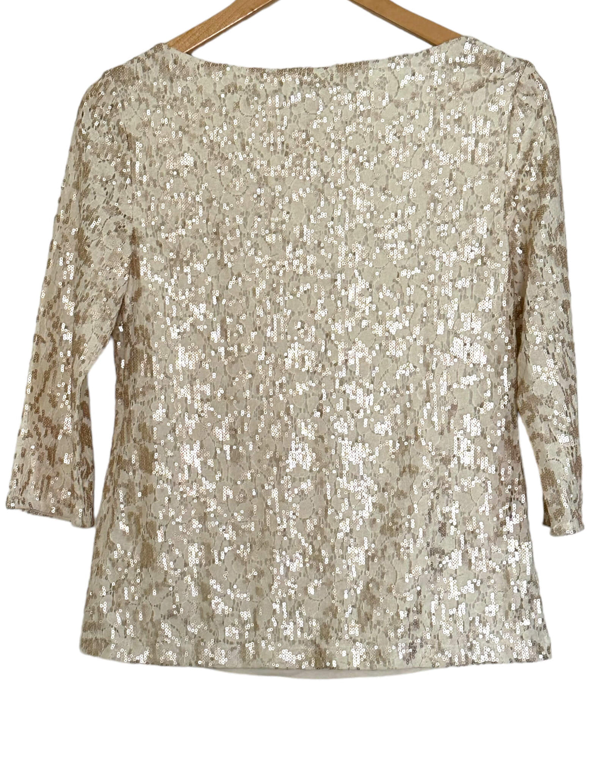 Light Spring BANANA REPUBLIC ivory sequin lace top