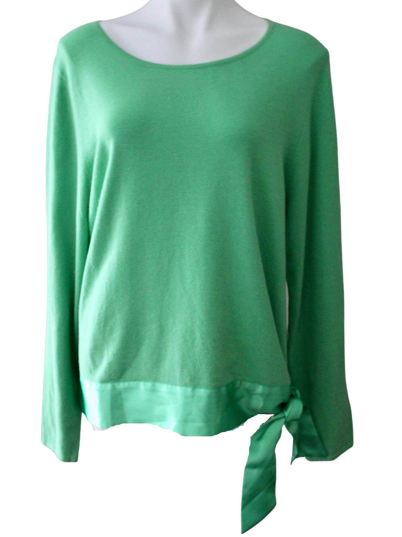 Light Spring DU JOUR green sash sweater