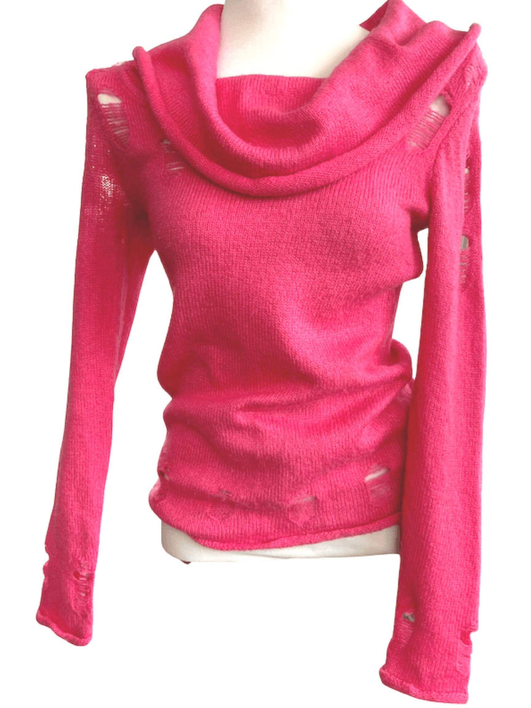 Light Spring FEMME pink contrast knit sweater