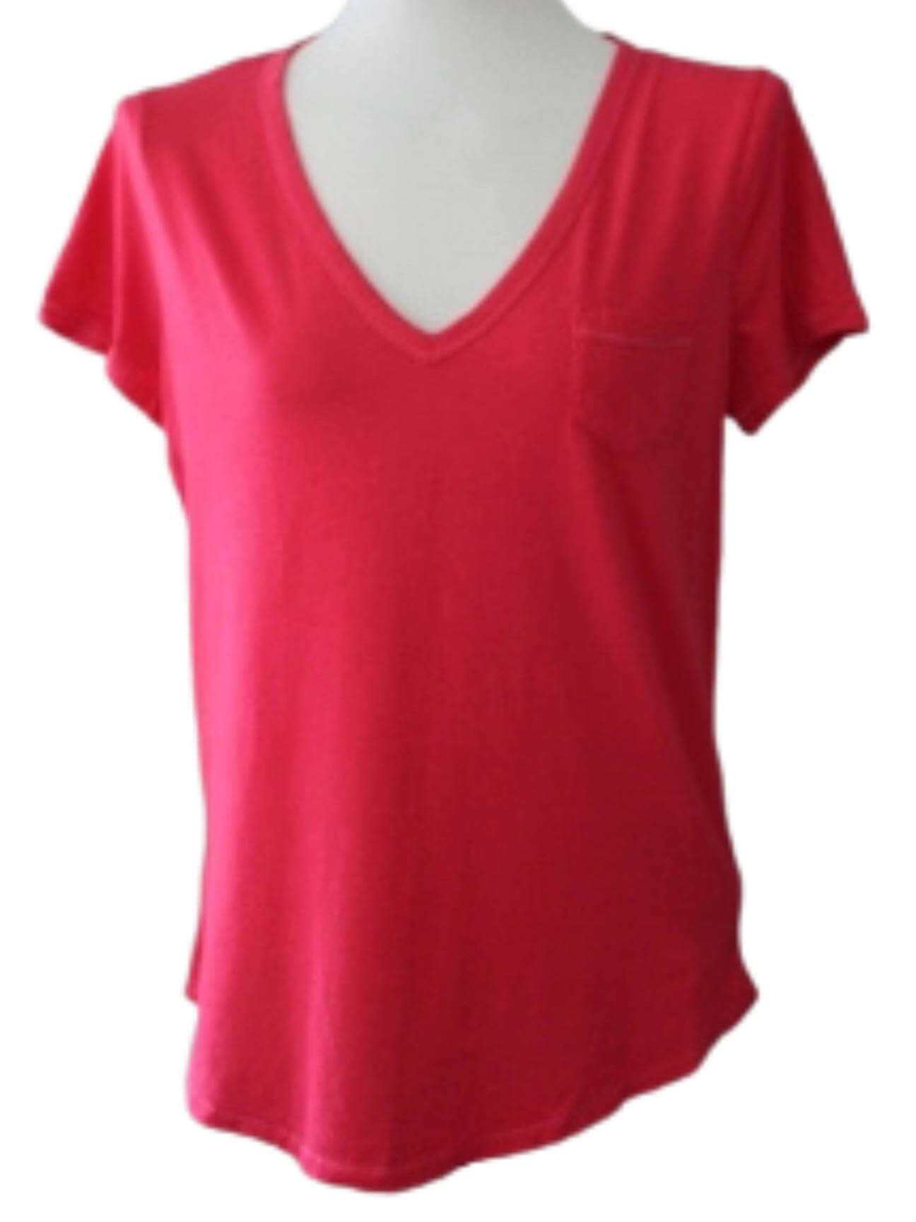 Light Spring GAP tulip pink v-neck tee