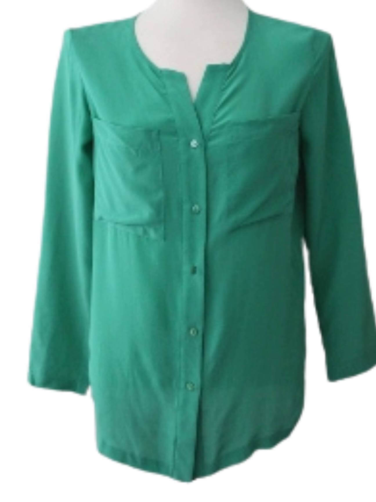 Light Spring green button down silk blouse