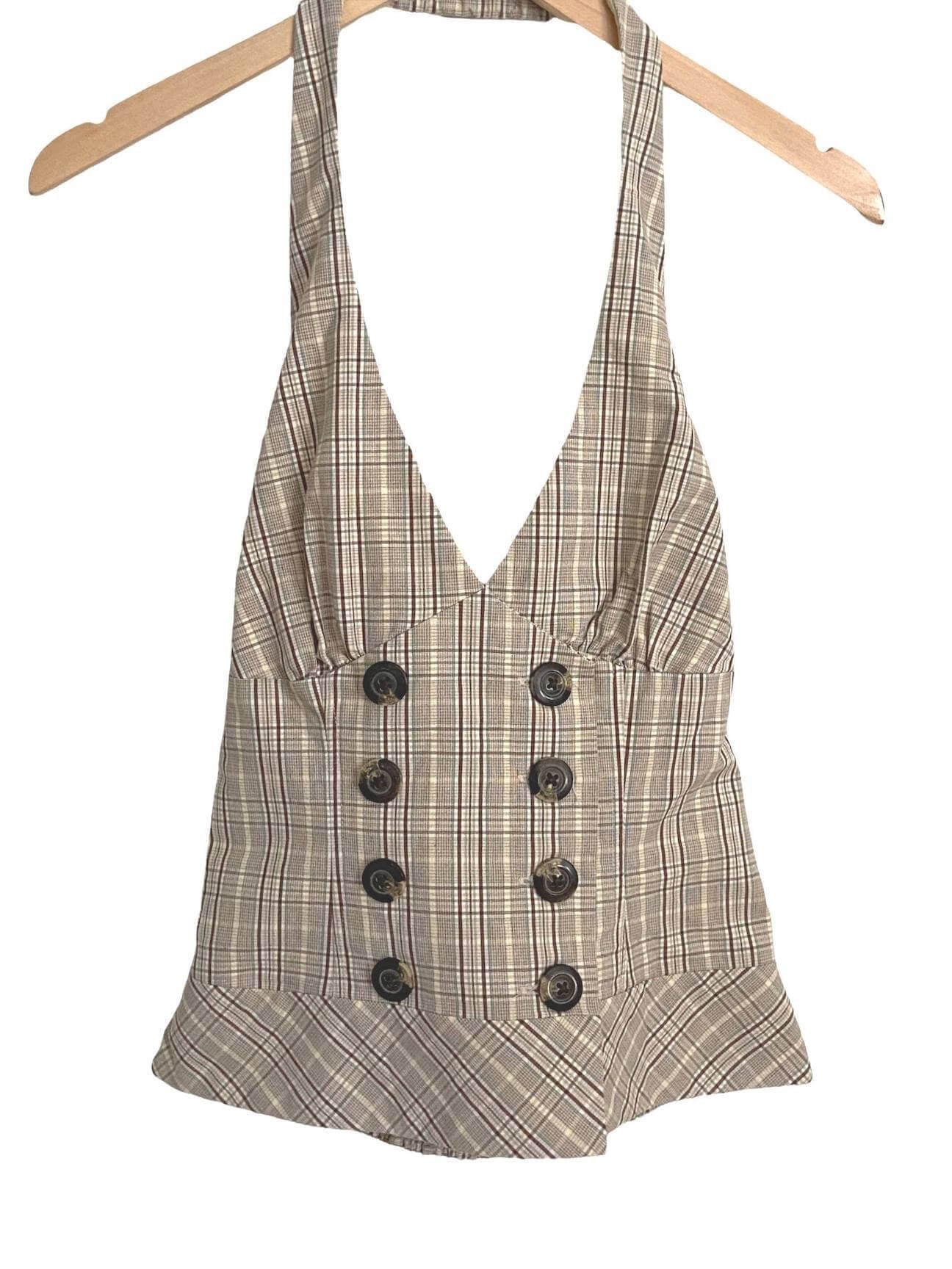 Light Spring GUESS plaid halter vest