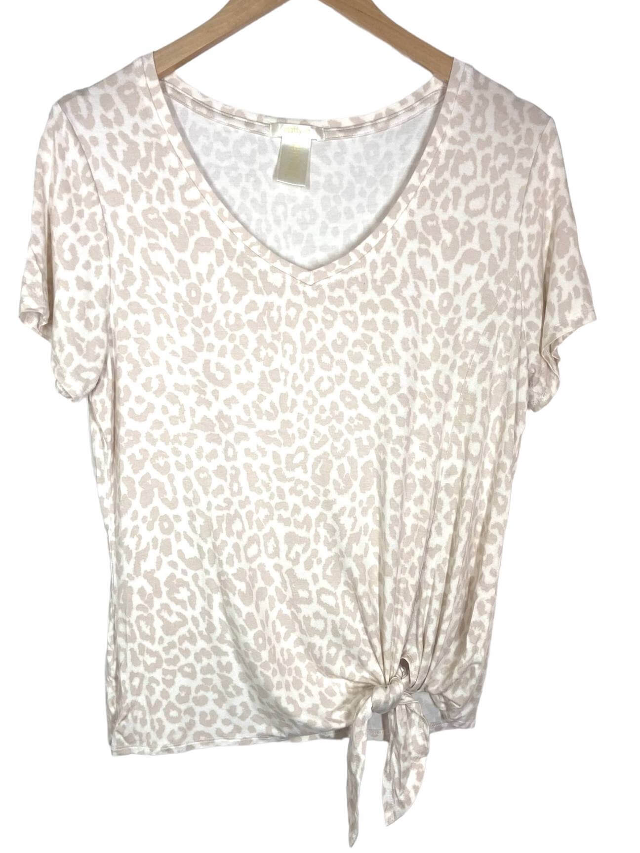 Light Spring Matty M cheetah print tie front top