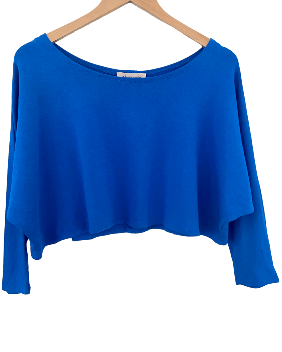 Light Spring PHILOSOPHY blue back seam cropped sweatshirt t-shirt