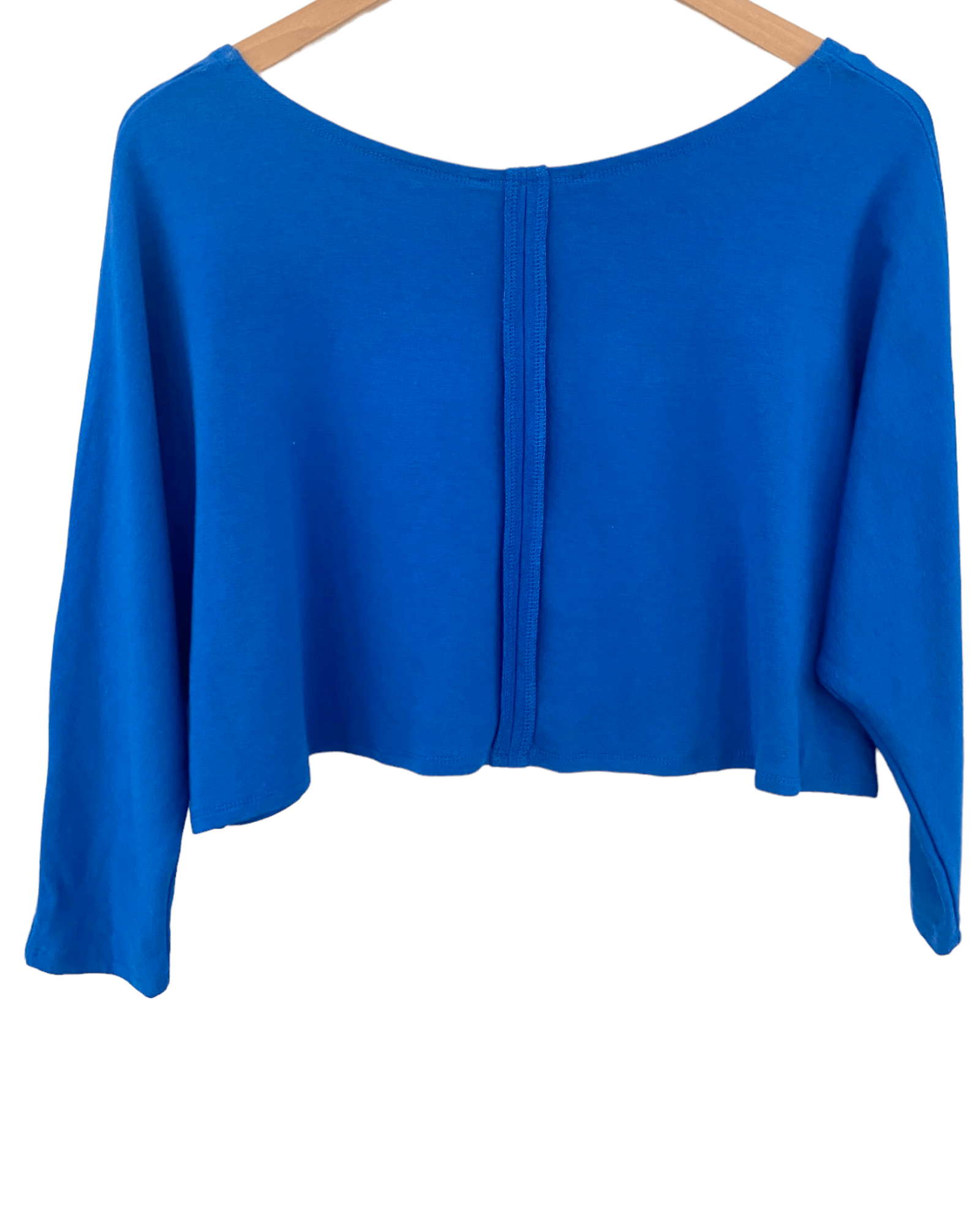 Light Spring PHILOSOPHY cropped back seam sweatshirt blue